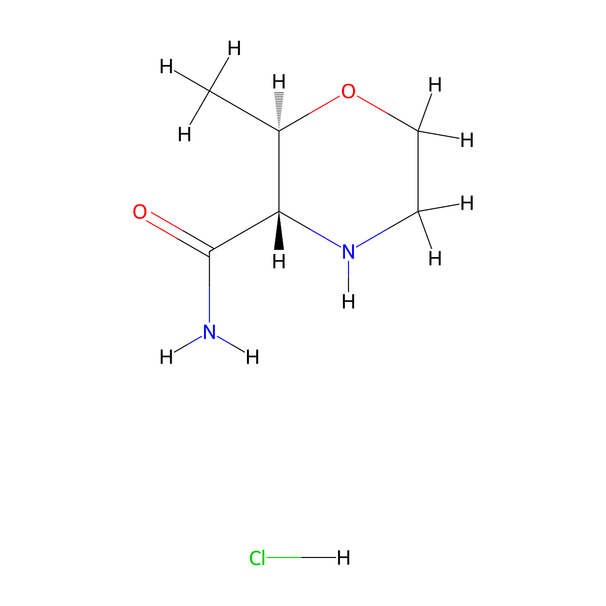(2R,3S)-2-methylmorpholine-3-carboxamide hydrochloride molecular structure, CAS 1820580-38-8