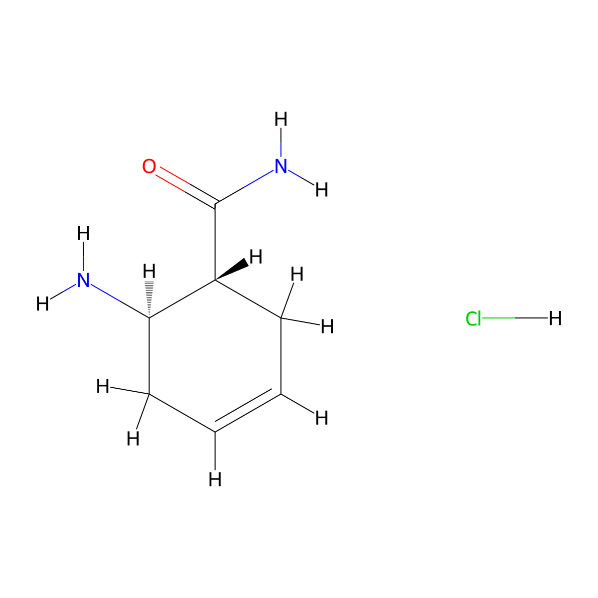 rac-(1R,6R)-6-Amino-3-cyclohexene-1-carboxamide hydrochloride molecular structure, CAS 1820580-45-7