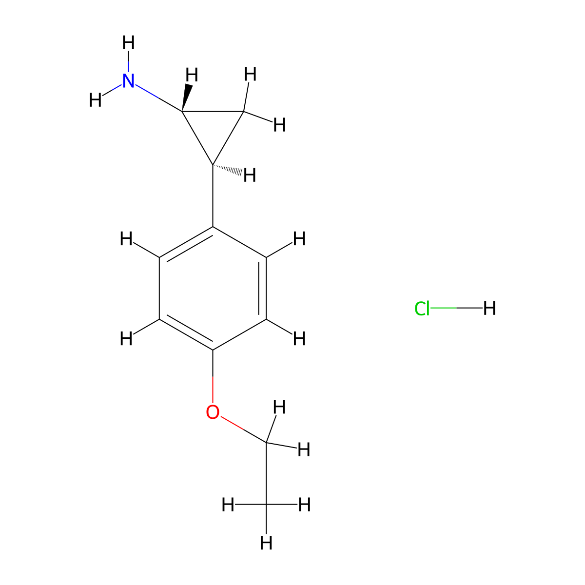 rac-(1R,2S)-2-(4-ethoxyphenyl)cyclopropan-1-amine hydrochloride molecular structure, CAS 1820580-55-9