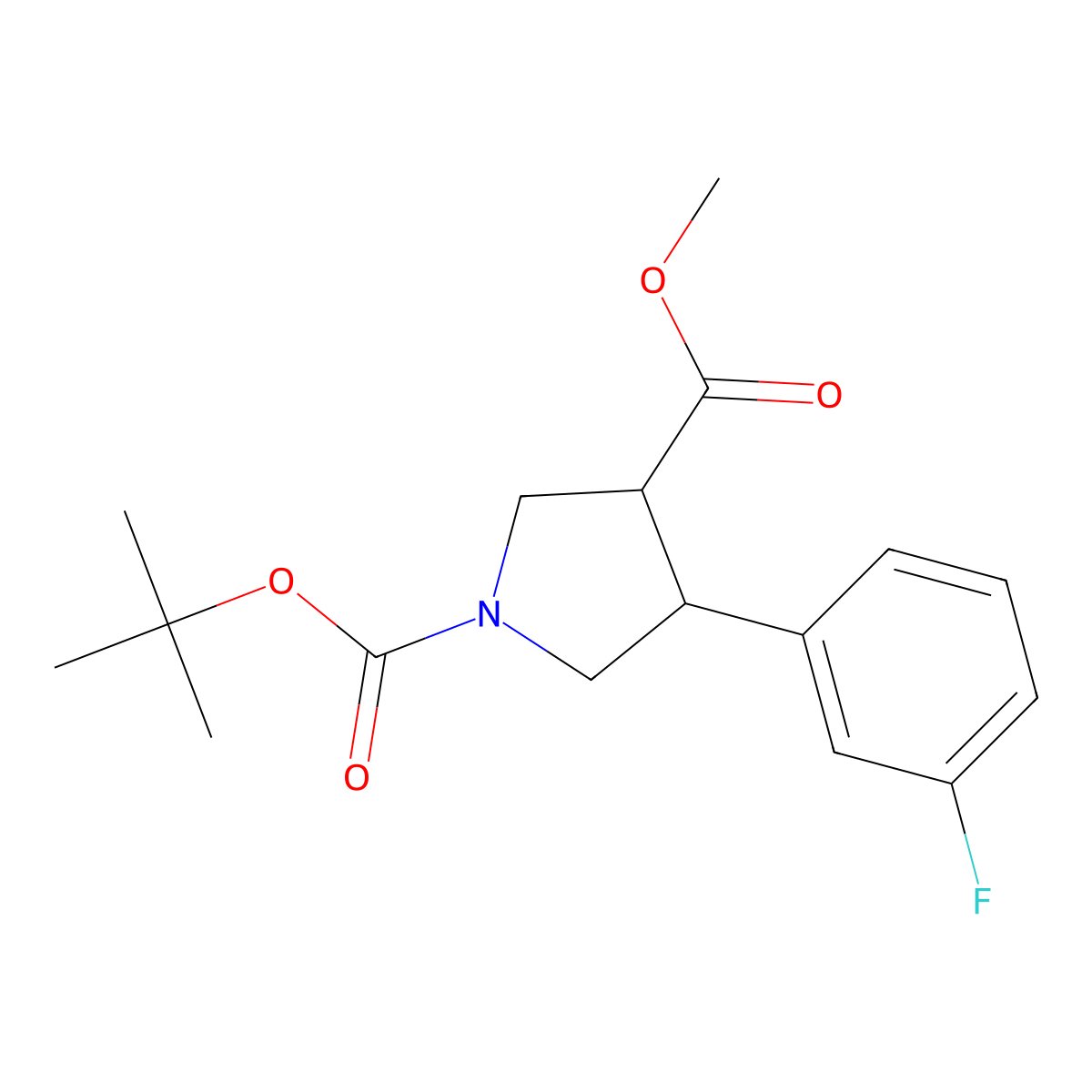 1-Tert-butyl 3-methyl (3R,4S)-4-(3-fluorophenyl)pyrrolidine-1,3-dicarboxylate molecular structure, CAS 1820580-59-3