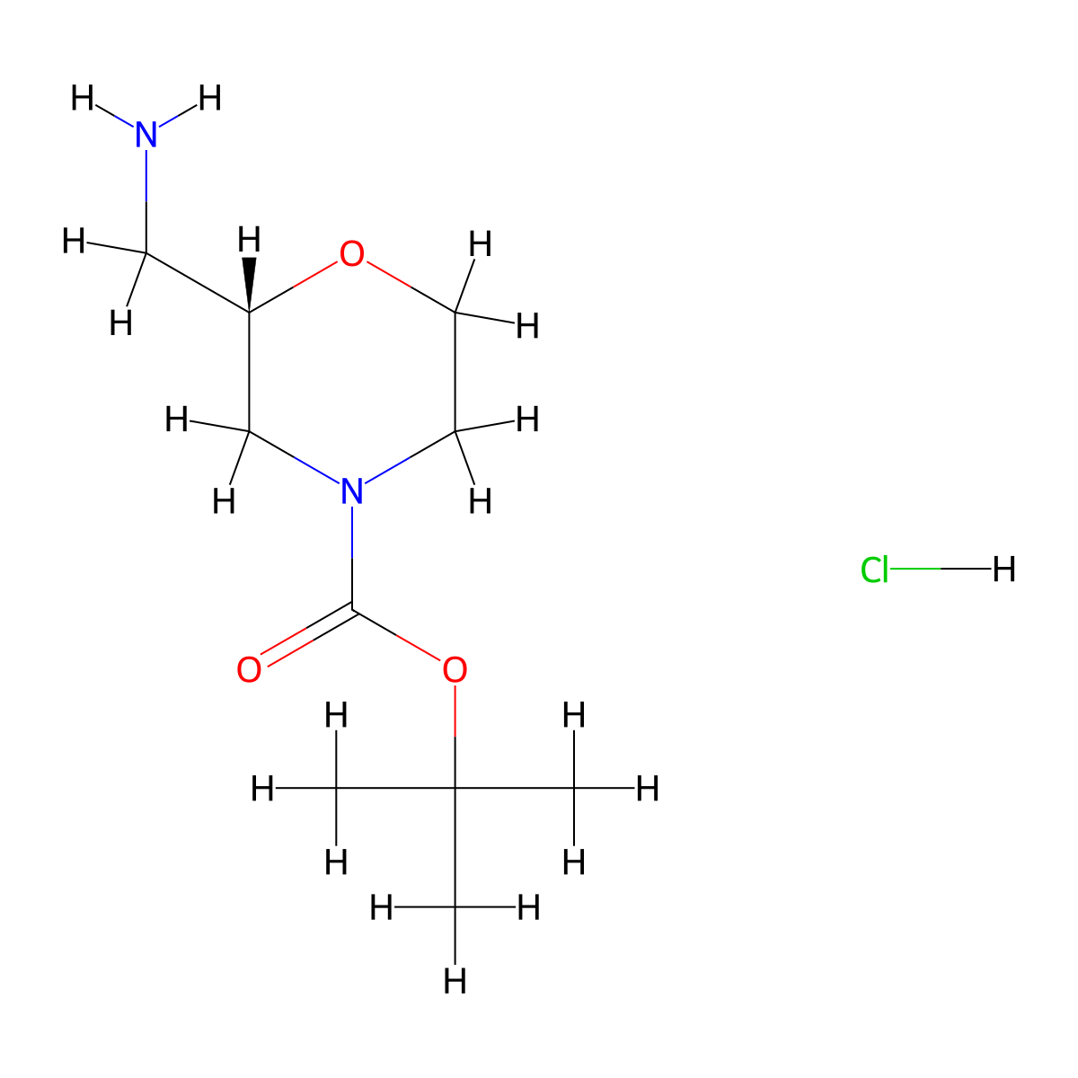 (S)-N-Boc-2-aminomethylmorpholine hydrochloride molecular structure, CAS 1820580-71-9