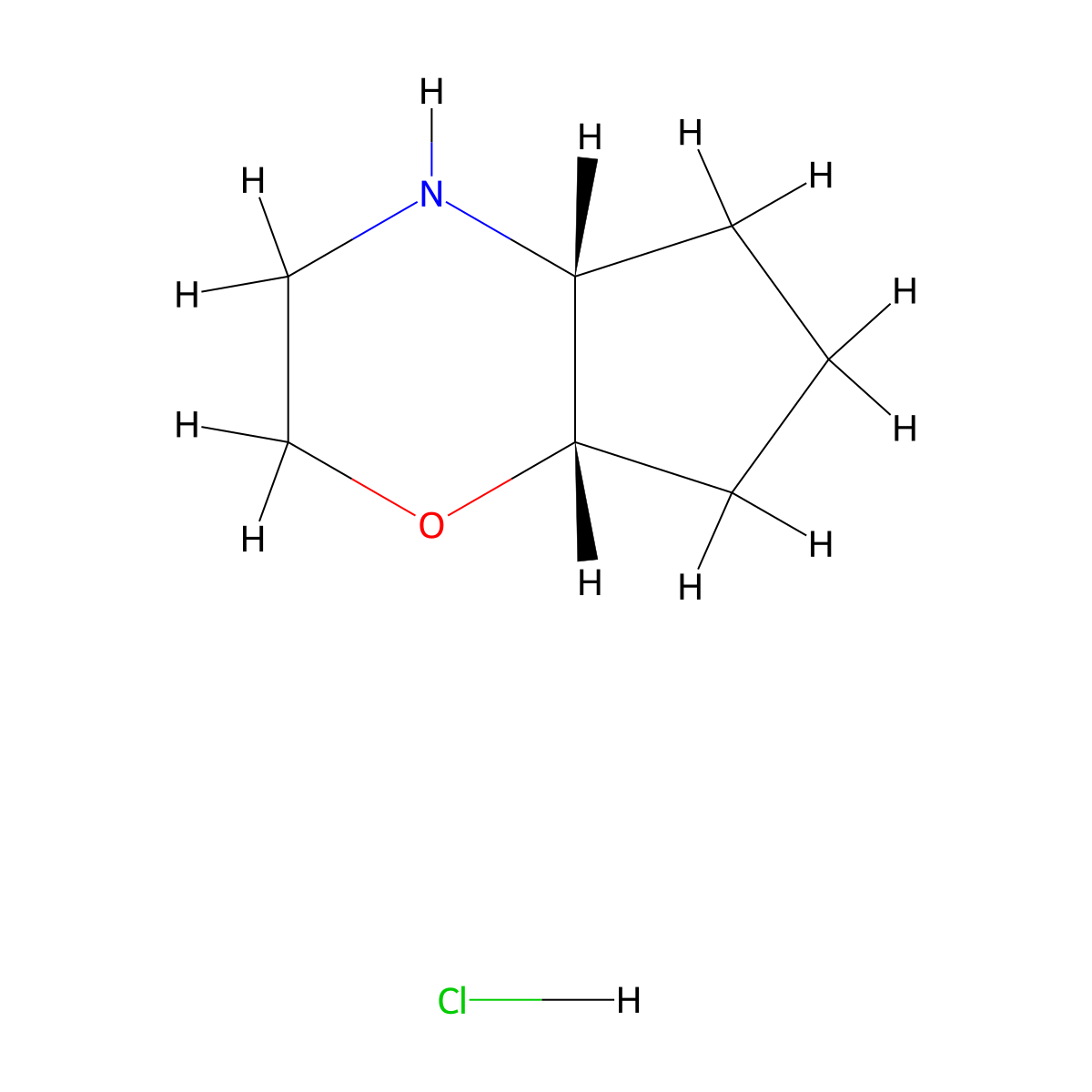 (4aR,7aS)-Octahydrocyclopenta[b][1,4]oxazine hydrochloride molecular structure, CAS 1820580-89-9