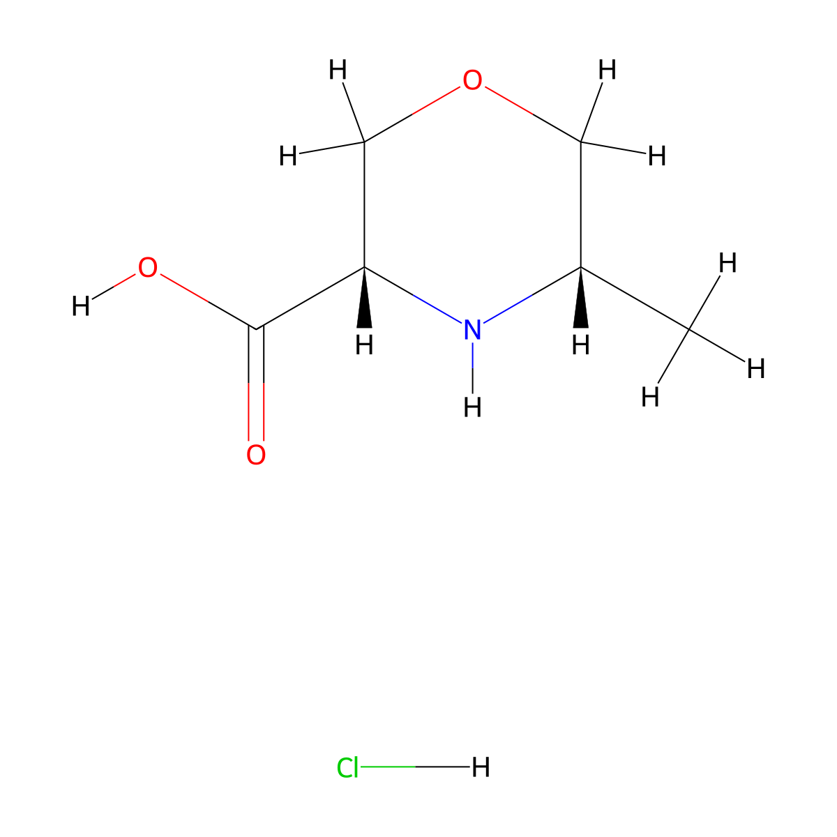 5-Methylmorpholine-3-carboxylic acid hydrochloride, cis molecular structure, CAS 1820580-96-8