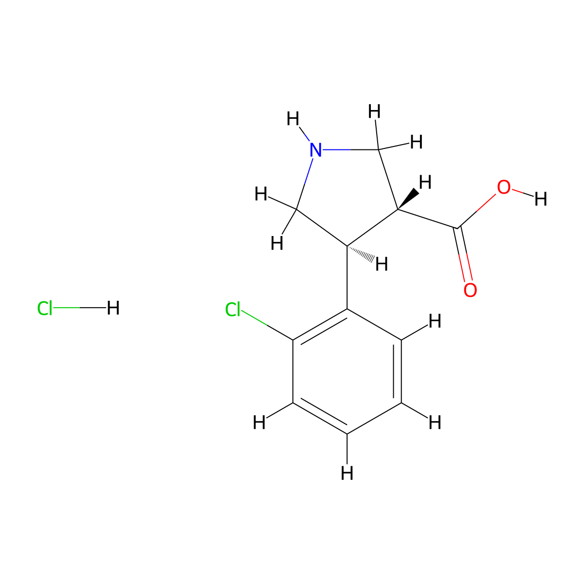 trans-4-(2-Chlorophenyl)pyrrolidine-3-carboxylic acid hydrochloride molecular structure, CAS 1820581-20-1