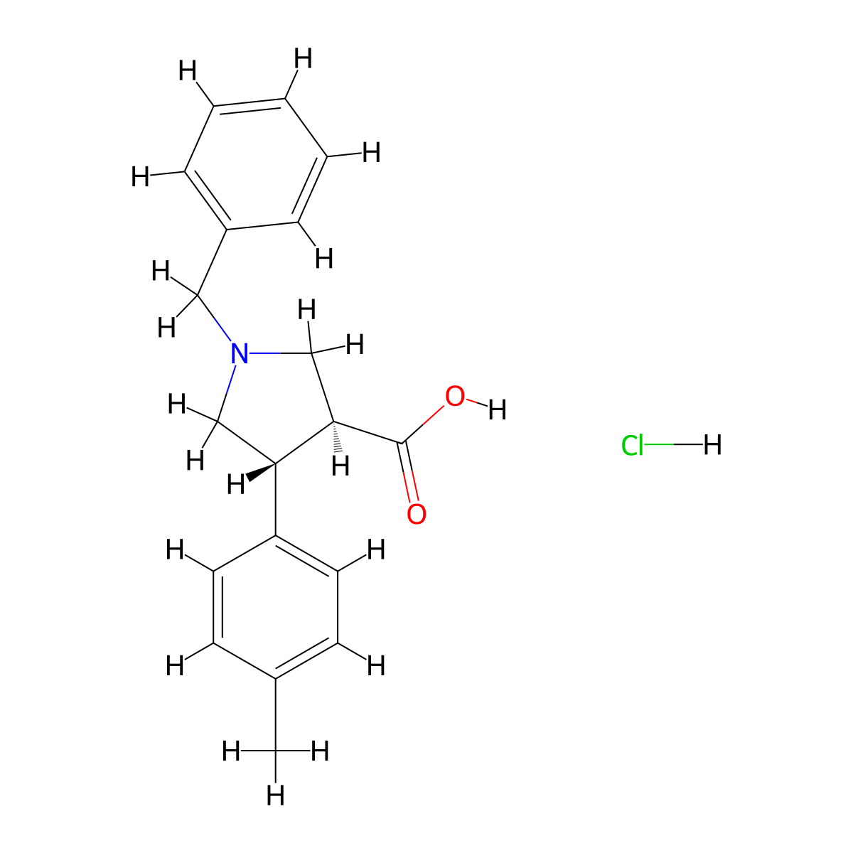 (3S,4R)-1-Benzyl-4-(p-tolyl)pyrrolidine-3-carboxylic acid hydrochloride molecular structure, CAS 1820581-28-9