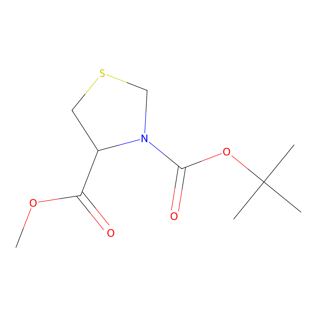 (s)-3-Tert-butyl 4-methyl thiazolidine-3,4-dicarboxylate molecular structure, CAS 1820581-42-7