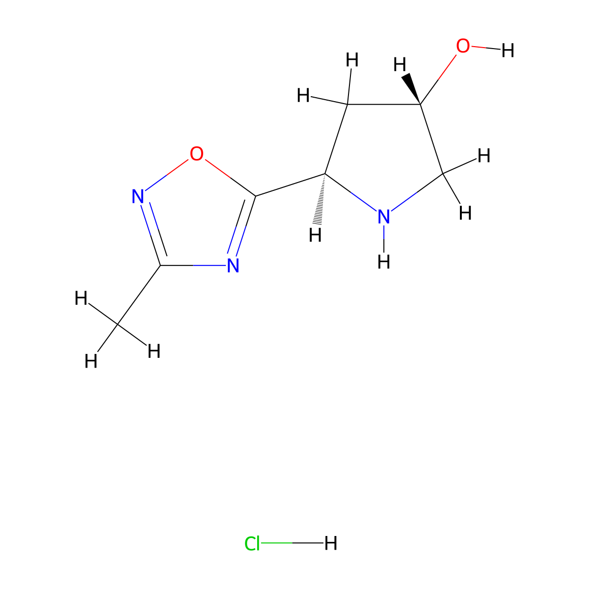 (3S,5R)-5-(3-methyl-1,2,4-oxadiazol-5-yl)pyrrolidin-3-ol hydrochloride molecular structure, CAS 1820581-45-0