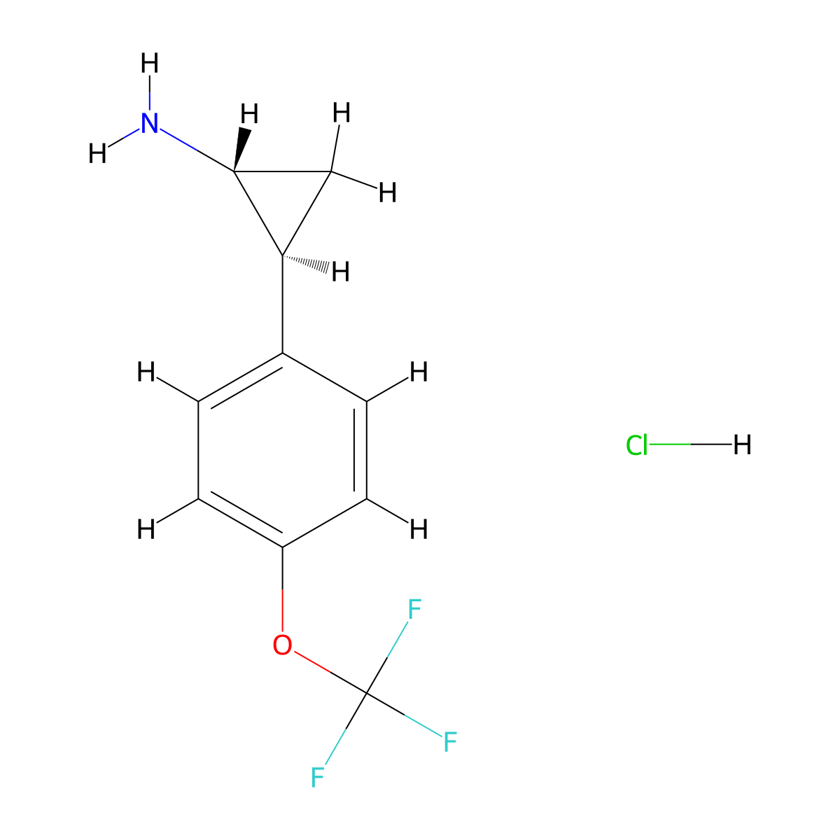 (1R,2S)-2-[4-(trifluoromethoxy)phenyl]cyclopropan-1-amine hydrochloride molecular structure, CAS 1820581-48-3