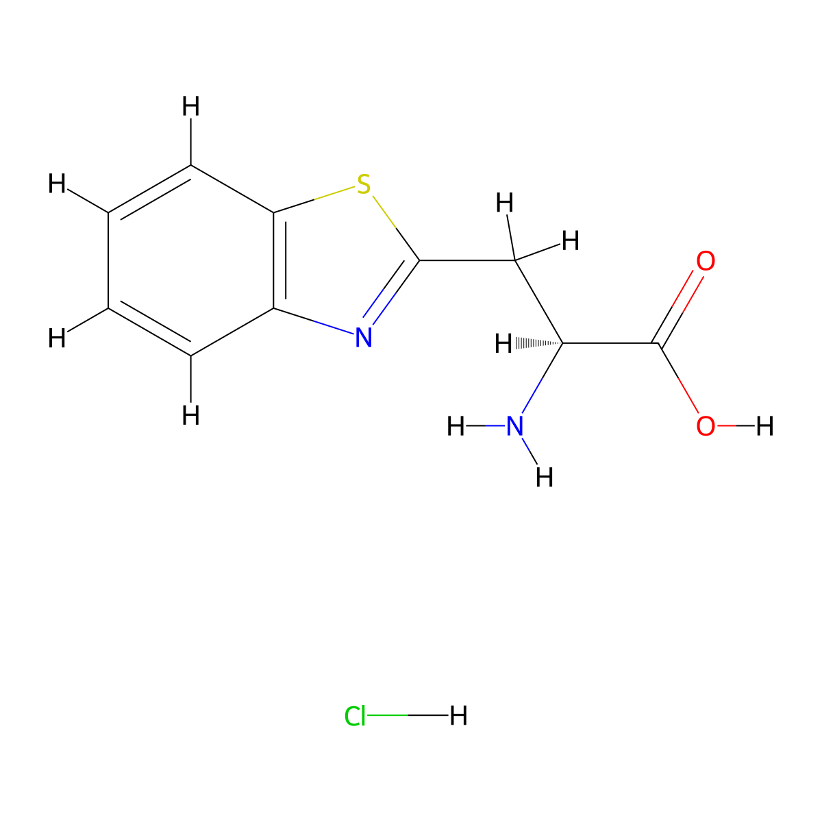 (S)-2-Amino-3-(benzo[d]thiazol-2-yl)propanoic acid hydrochloride molecular structure, CAS 1820581-64-3