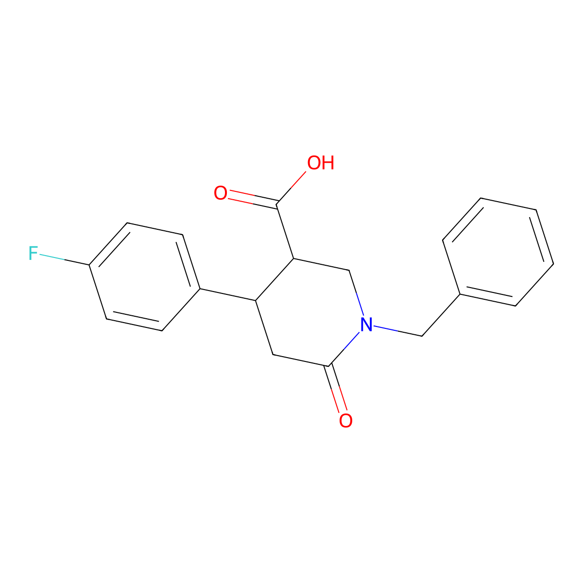 (3S,4R)-1-benzyl-4-(4-fluorophenyl)-6-oxopiperidine-3-carboxylic acid molecular structure, CAS 1820583-11-6