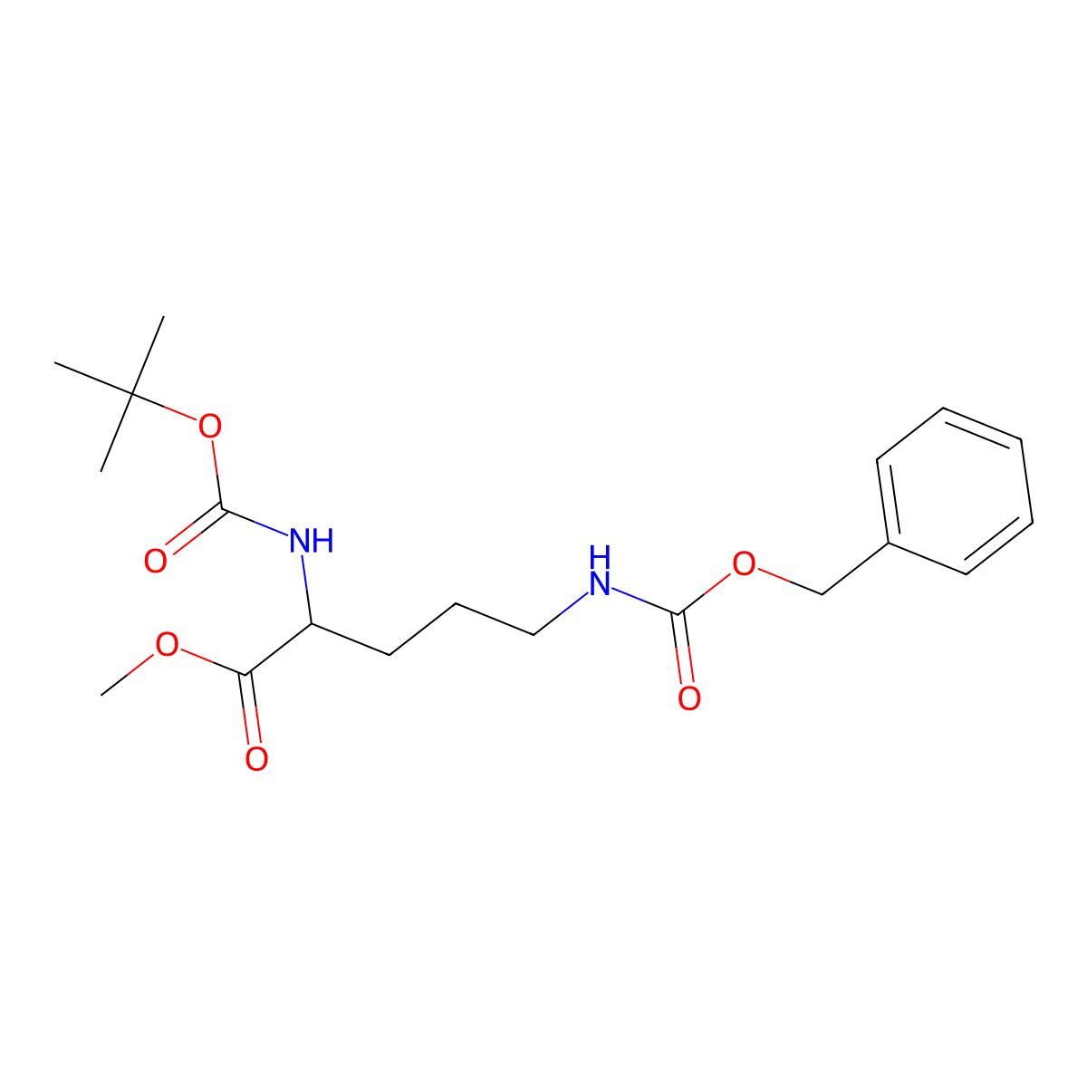 methyl (2R)-5-{[(benzyloxy)carbonyl]amino}-2-{[(tert-butoxy)carbonyl]amino}pentanoate molecular structure, CAS 1820583-13-8