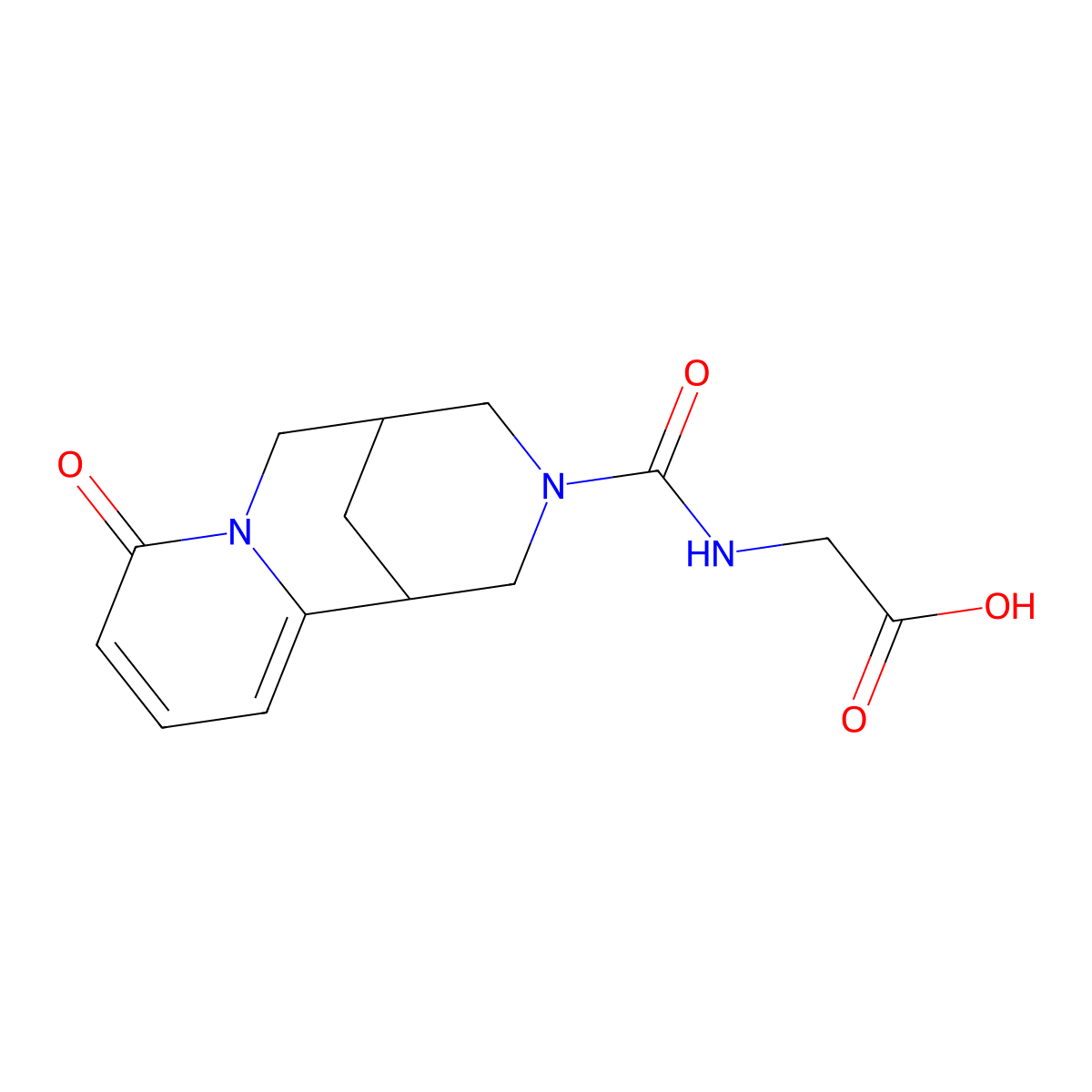 N-([(1S)-8-Oxo-1,5,6,8-tetrahydro-2h-1,5-methanopyrido[1,2-a][1,5]diazocin-3(4h)-yl]carbonyl)glycine molecular structure, CAS 1820583-16-1