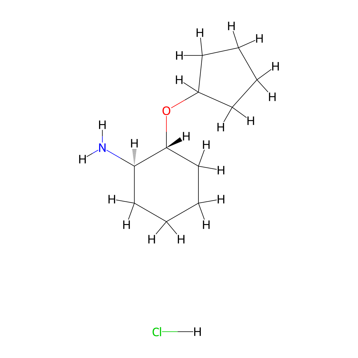 (1R,2R)-2-(cyclopentyloxy)cyclohexan-1-amine hydrochloride molecular structure, CAS 1820583-46-7