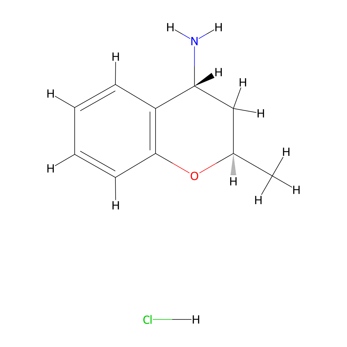(2R,4R)-2-methyl-3,4-dihydro-2H-1-benzopyran-4-amine hydrochloride molecular structure, CAS 1820583-55-8
