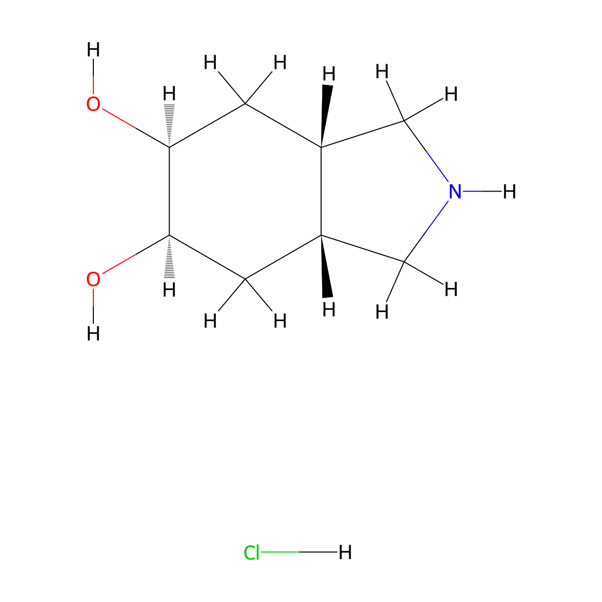 rac-(3aR,5R,6S,7aS)-Octahydro-1H-isoindole-5,6-diol hydrochloride molecular structure, CAS 1820583-70-7