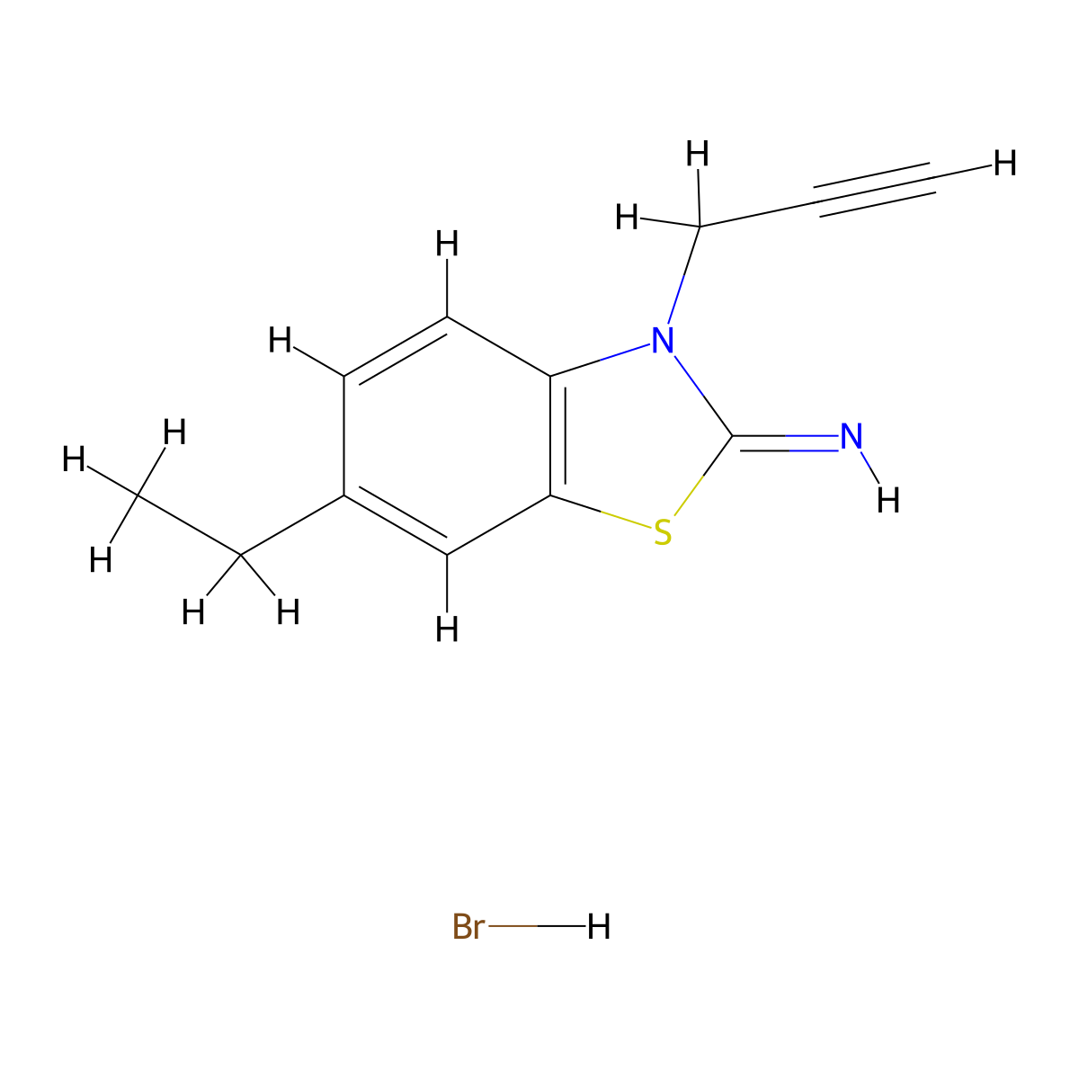 6-ethyl-3-(prop-2-yn-1-yl)benzo[d]thiazol-2(3H)-imine hydrobromide molecular structure, CAS 1820586-96-6