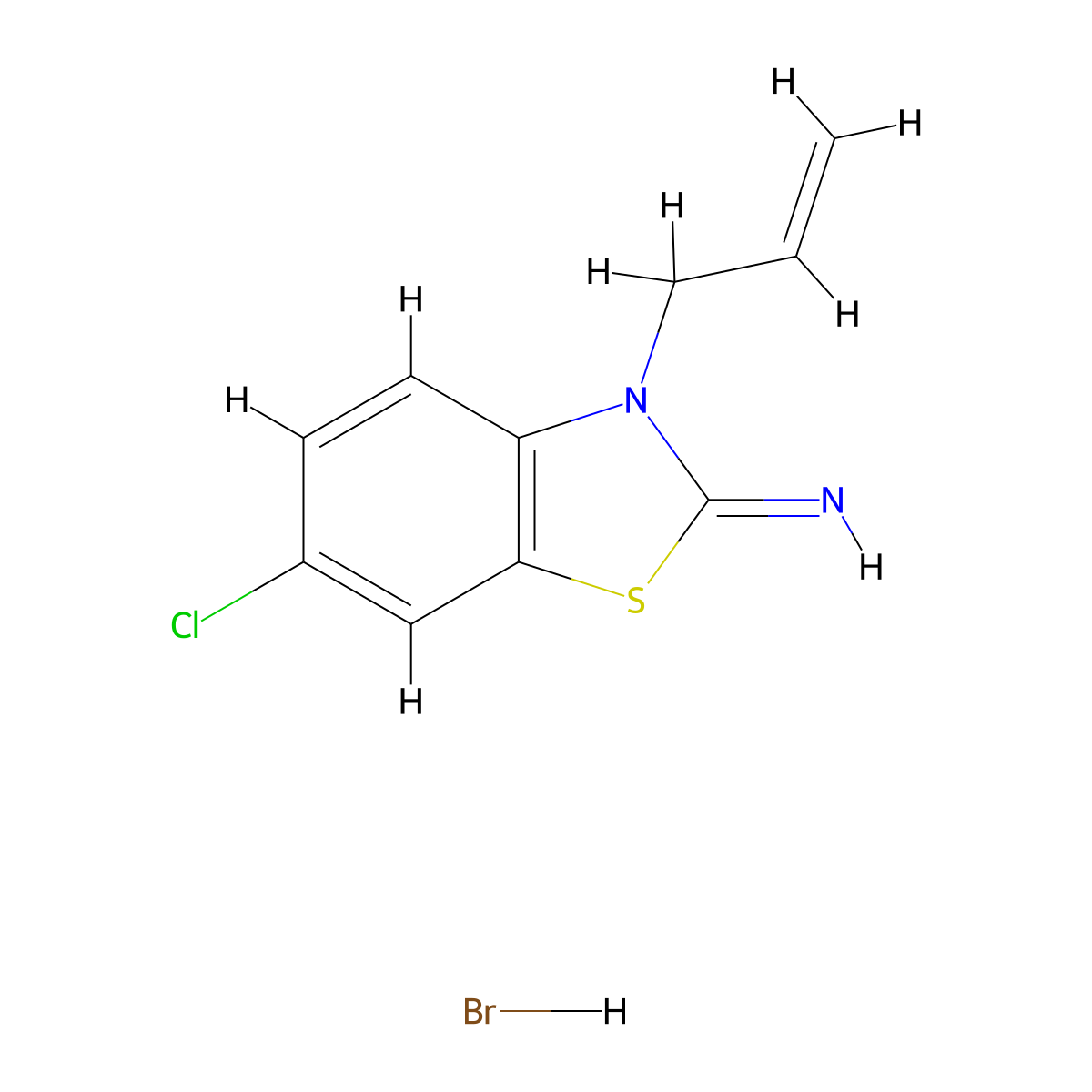 3-allyl-6-chlorobenzo[d]thiazol-2(3H)-imine hydrobromide molecular structure, CAS 1820587-63-0