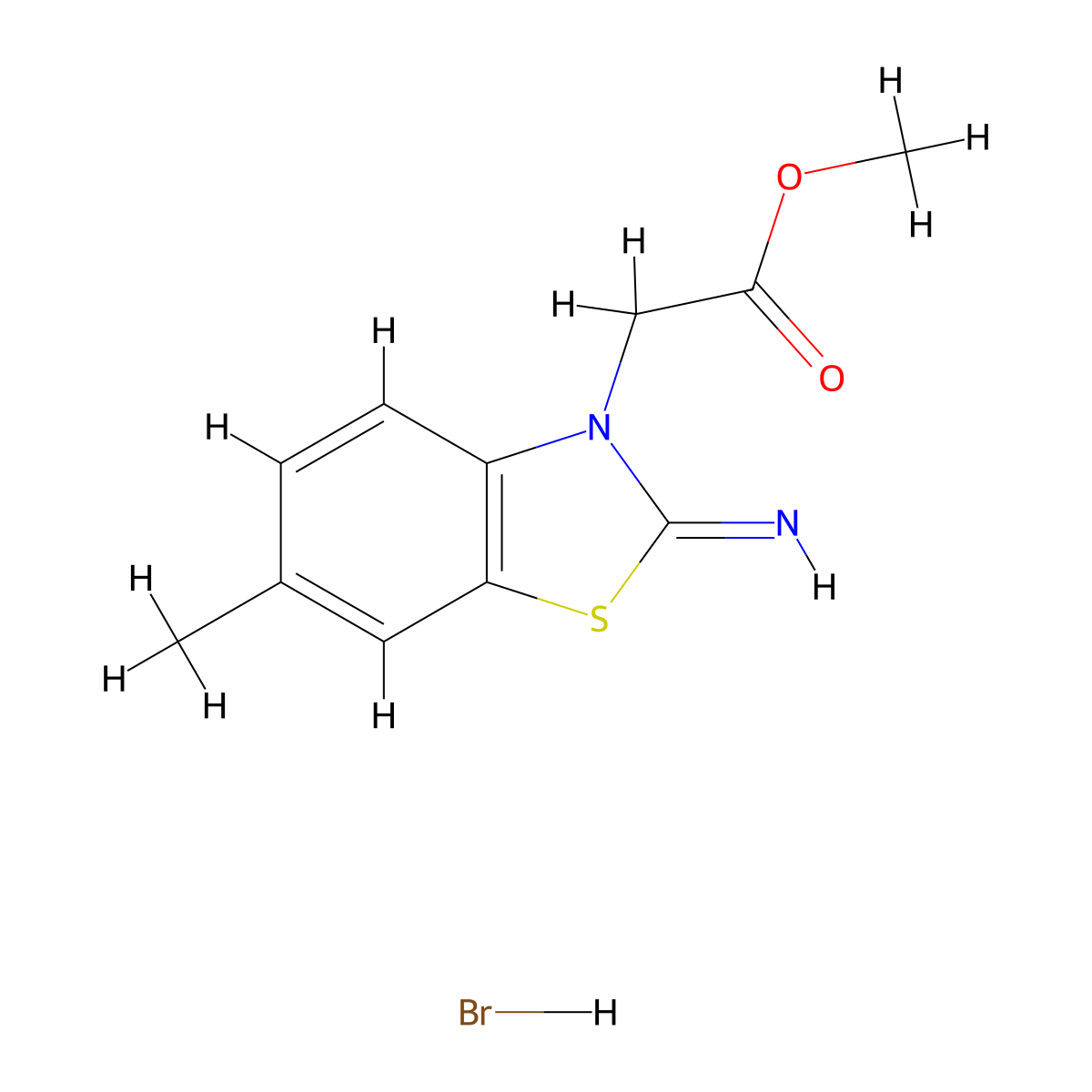 methyl 2-(2-imino-6-methylbenzo[d]thiazol-3(2H)-yl)acetate hydrobromide molecular structure, CAS 1820588-13-3