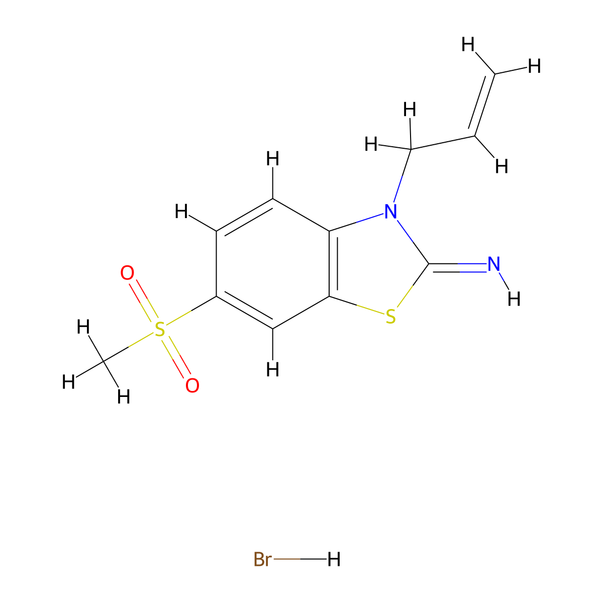 3-allyl-6-(methylsulfonyl)benzo[d]thiazol-2(3H)-imine hydrobromide molecular structure, CAS 1820590-82-6