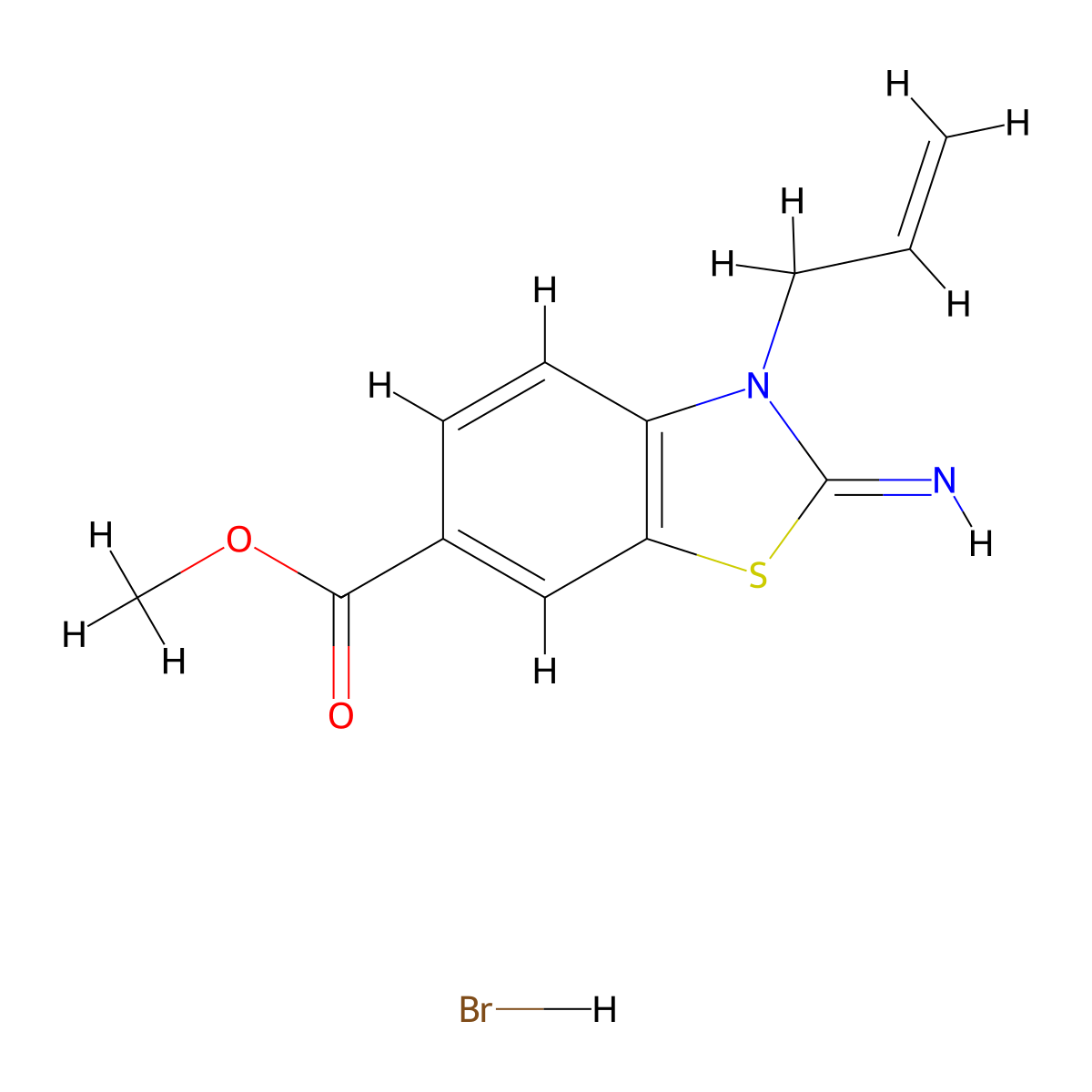Methyl 3-allyl-2-imino-2,3-dihydrobenzo[d]thiazole-6-carboxylate hydrobromide molecular structure, CAS 1820590-99-5