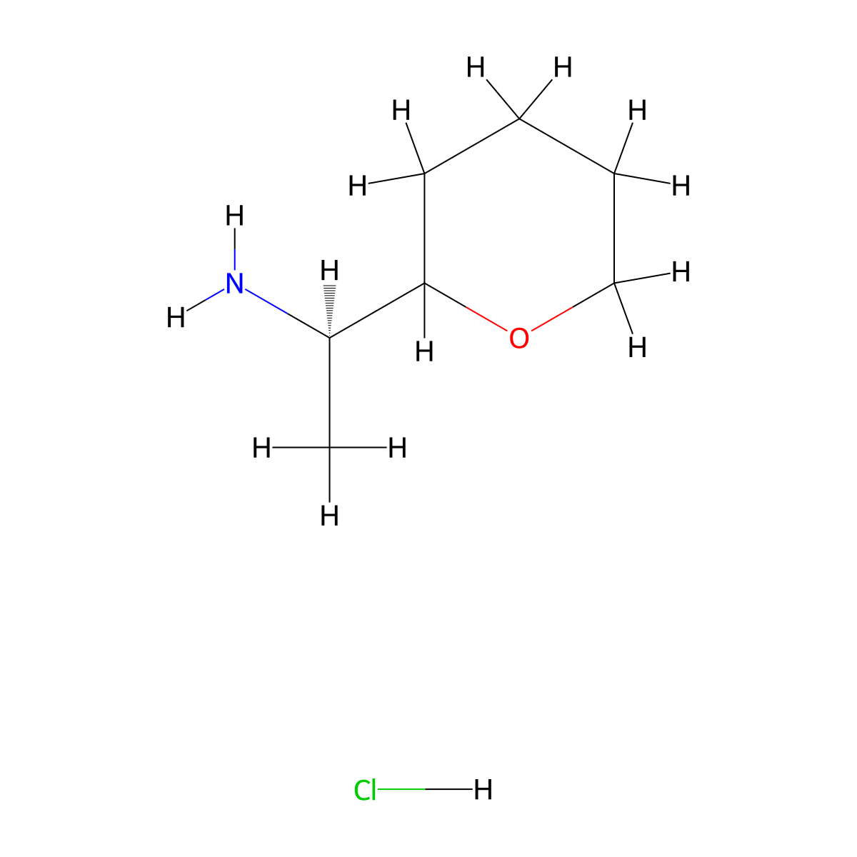 (1r)-1-(Tetrahydro-2h-pyran-2-yl)ethan-1-amine hcl molecular structure, CAS 1820598-79-5