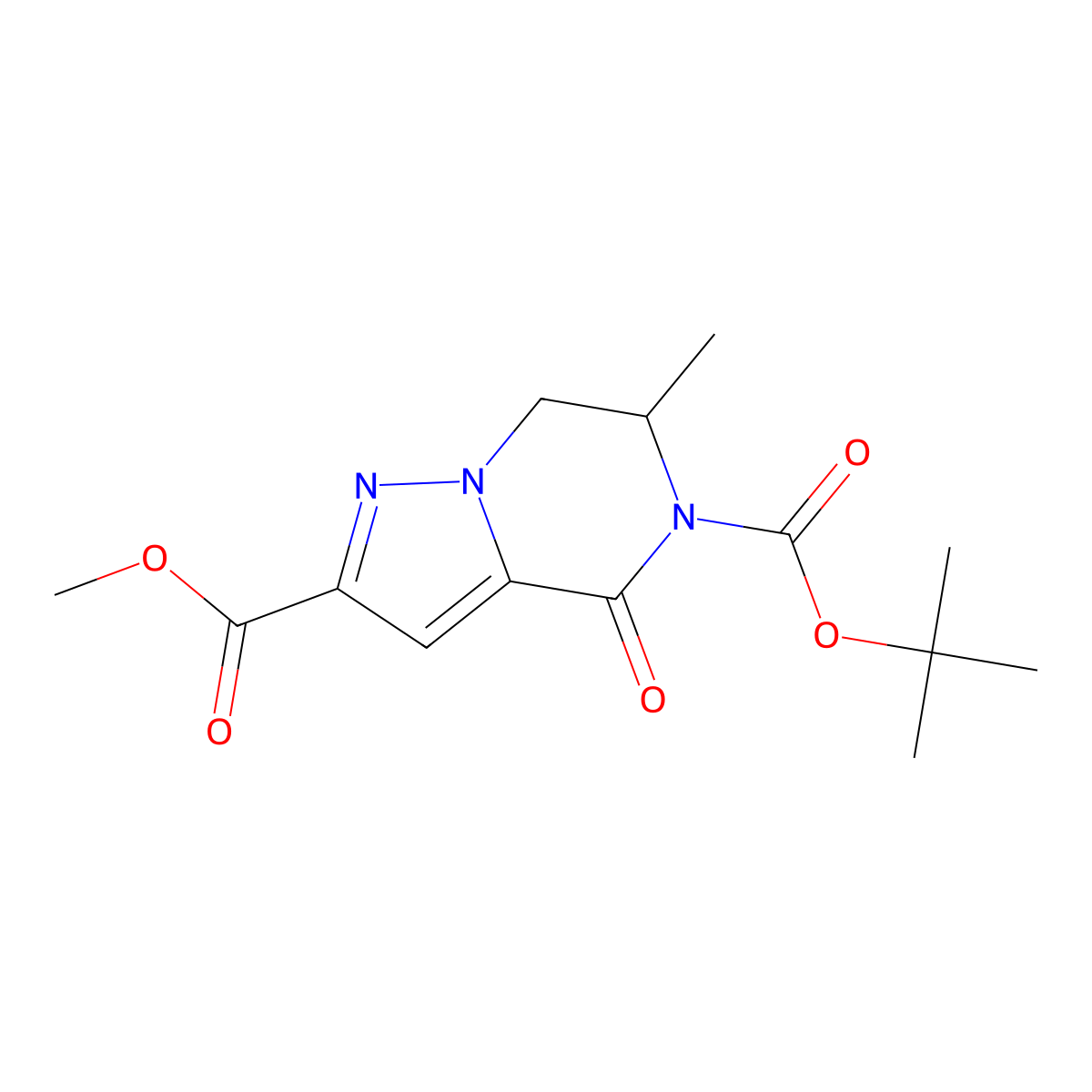 5-tert-Butyl 2-methyl 6-methyl-4-oxo-6,7-dihydropyrazolo[1,5-a]pyrazine-2,5(4H)-dicarboxylate molecular structure, CAS 1820603-32-4