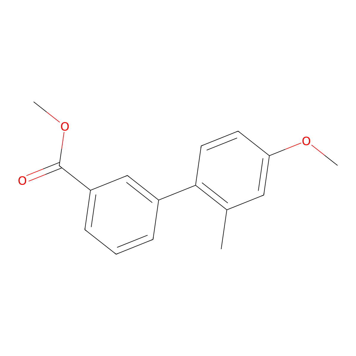 Methyl 3-(4-methoxy-2-methylphenyl)benzoate molecular structure, CAS 1820603-39-1