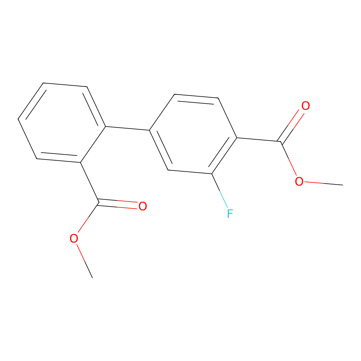 Methyl 2-fluoro-4-[2-(methoxycarbonyl)phenyl]benzoate molecular structure, CAS 1820603-43-7