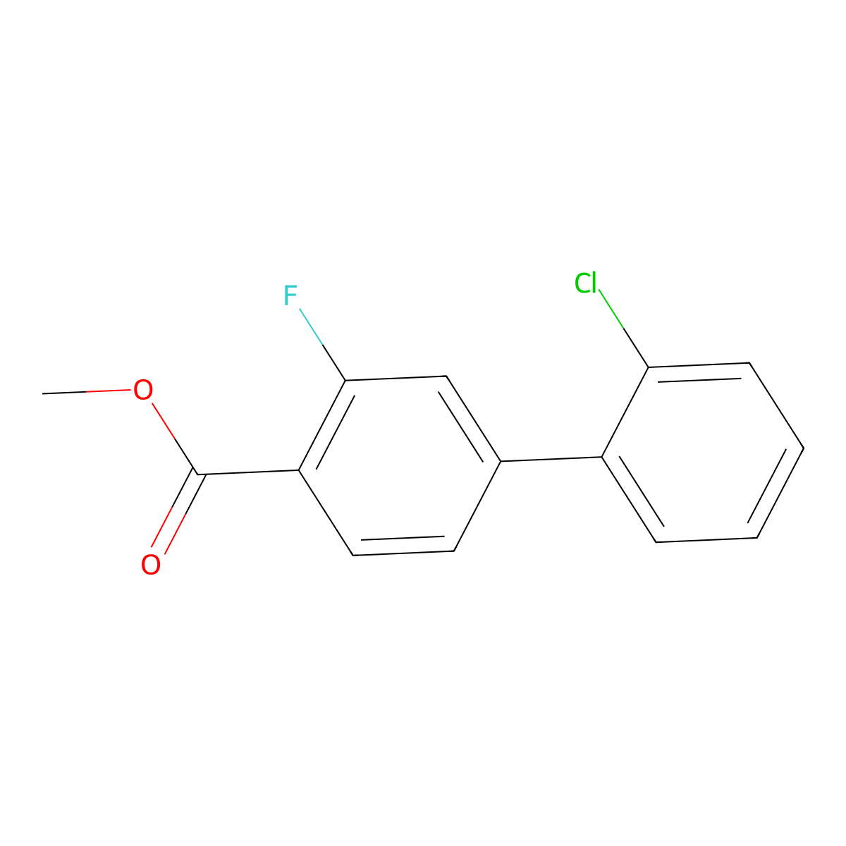 Methyl 4-(2-chlorophenyl)-2-fluorobenzoate molecular structure, CAS 1820603-44-8