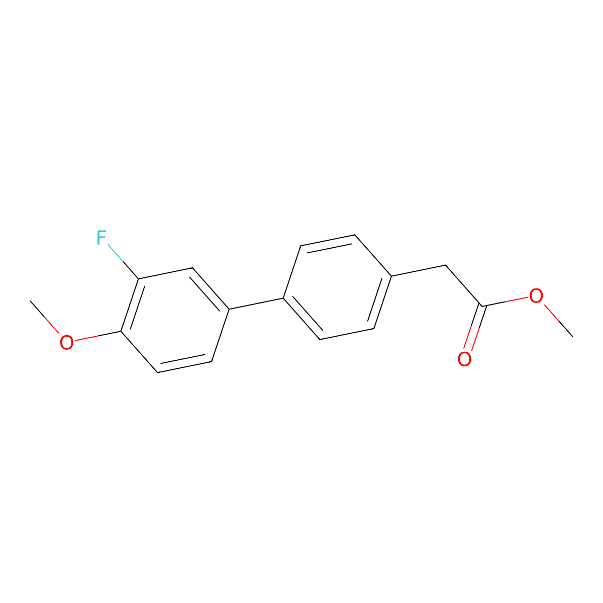 Methyl 2-[4-(3-fluoro-4-methoxyphenyl)phenyl]acetate molecular structure, CAS 1820603-50-6