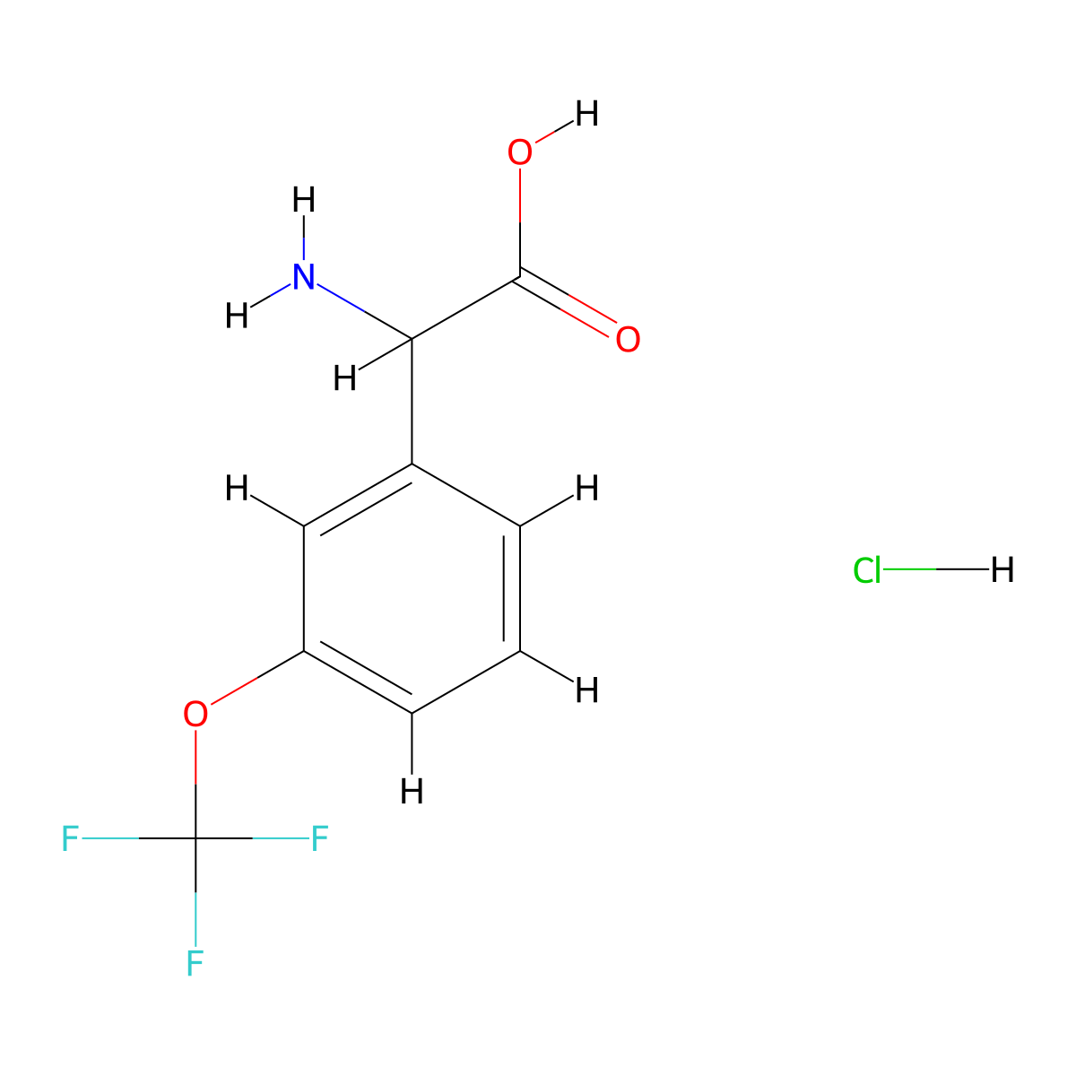 3-(Trifluoromethoxy)-dl-phenylglycine HCl molecular structure, CAS 1820603-68-6