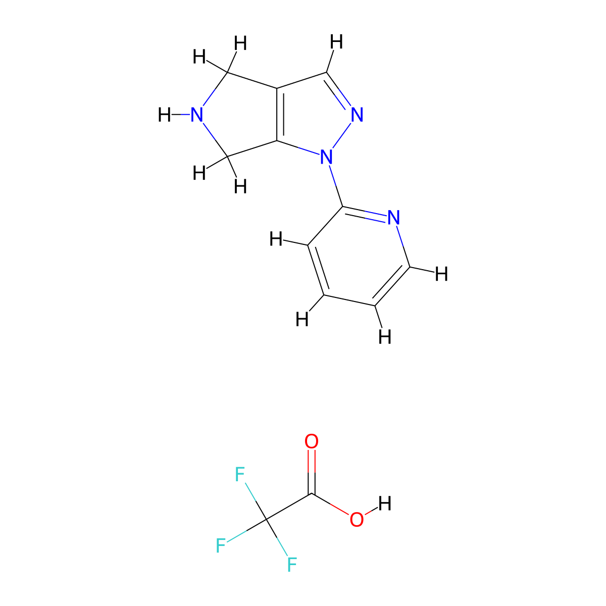 1-Pyridin-2-yl-1,4,5,6-tetrahydro-pyrrolo[3,4-c]pyrazole trifluoro acetate molecular structure, CAS 1820603-78-8