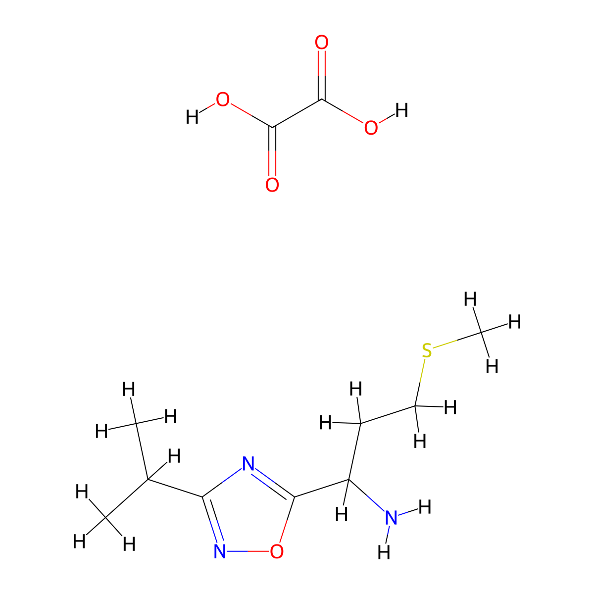 1-(3-Isopropyl-1,2,4-oxadiazol-5-yl)-3-(methylthio)propan-1-amine oxalate molecular structure, CAS 1820603-84-6