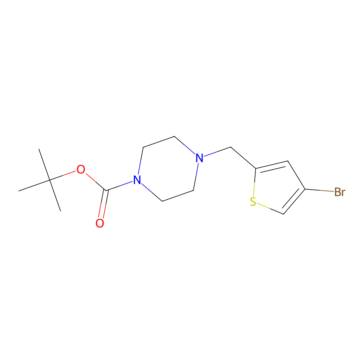 tert-Butyl 4-((4-bromothiophen-2-yl)methyl)piperazine-1-carboxylate molecular structure, CAS 1820603-98-2