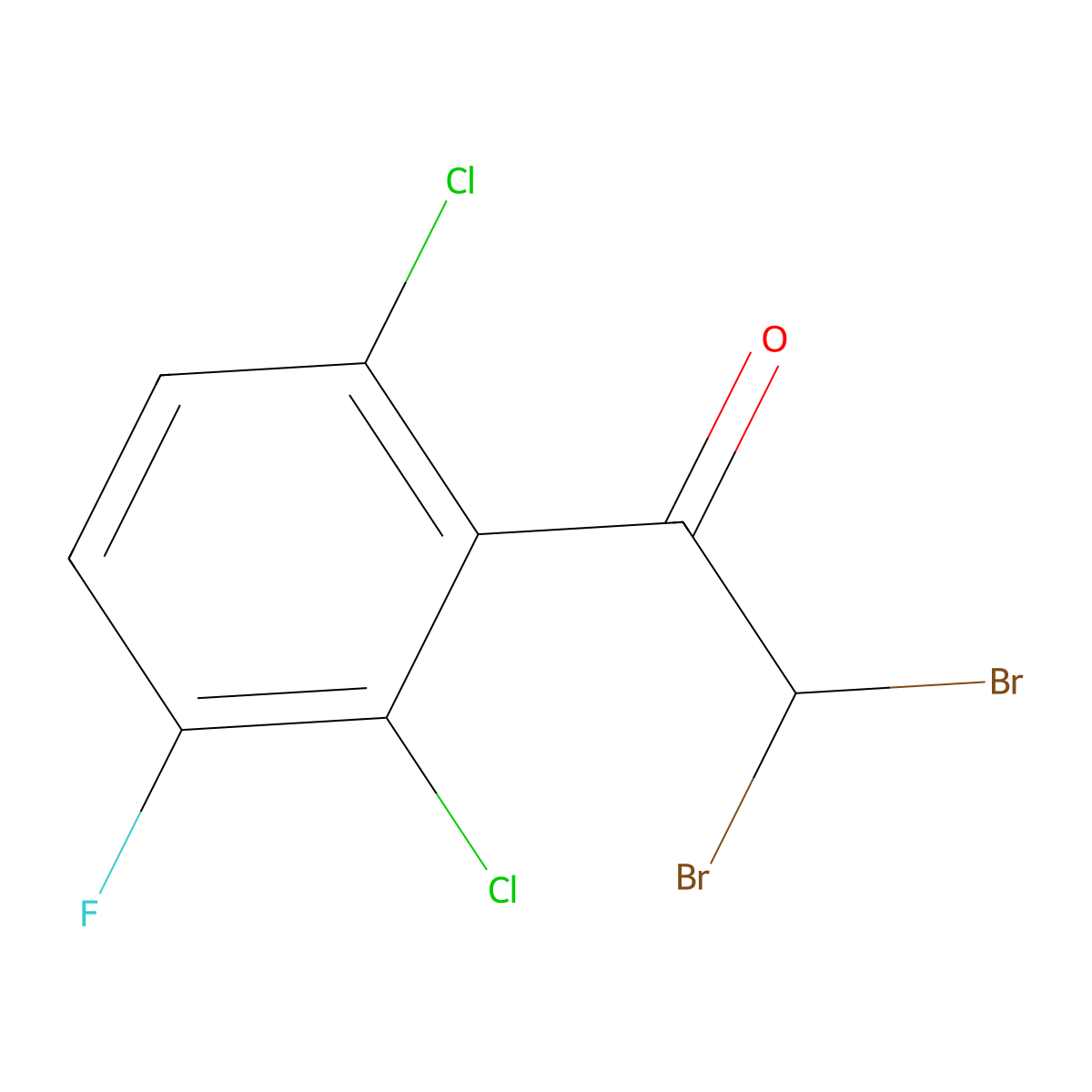 2,2-Dibromo-1-(2,6-dichloro-3-fluorophenyl)ethanone molecular structure, CAS 1820604-17-8