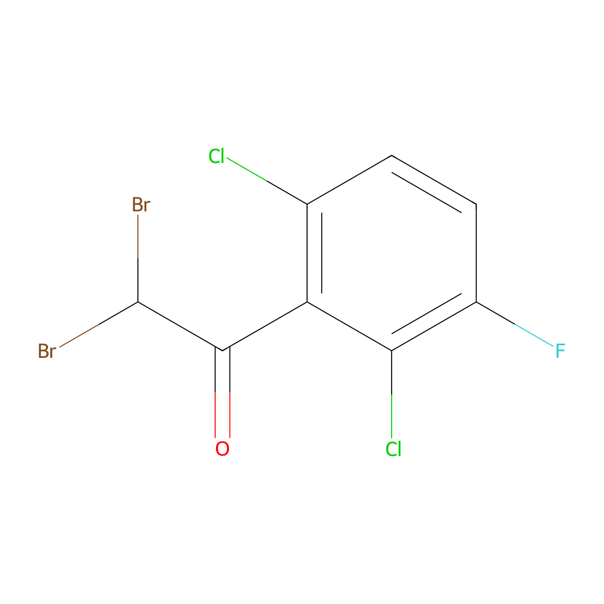2,2-Dibromo-1-(2,6-dichloro-3-fluorophenyl)ethanone molecular structure, CAS 1820604-17-8