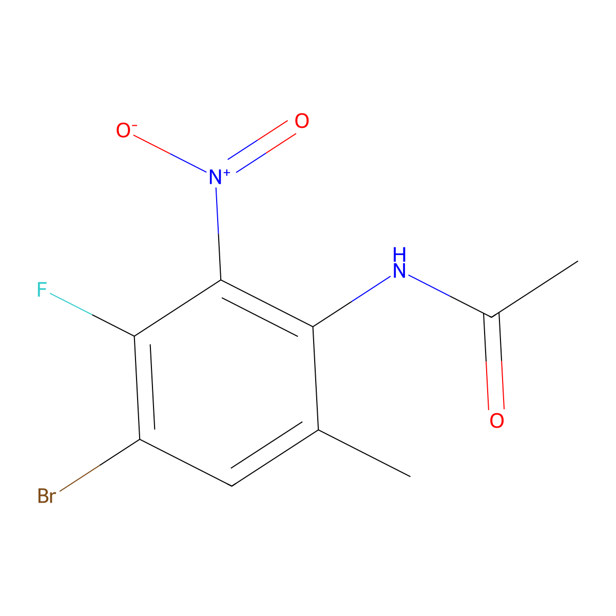N-(4-Bromo-3-fluoro-6-methyl-2-nitrophenyl)acetamide molecular structure, CAS 1820604-24-7