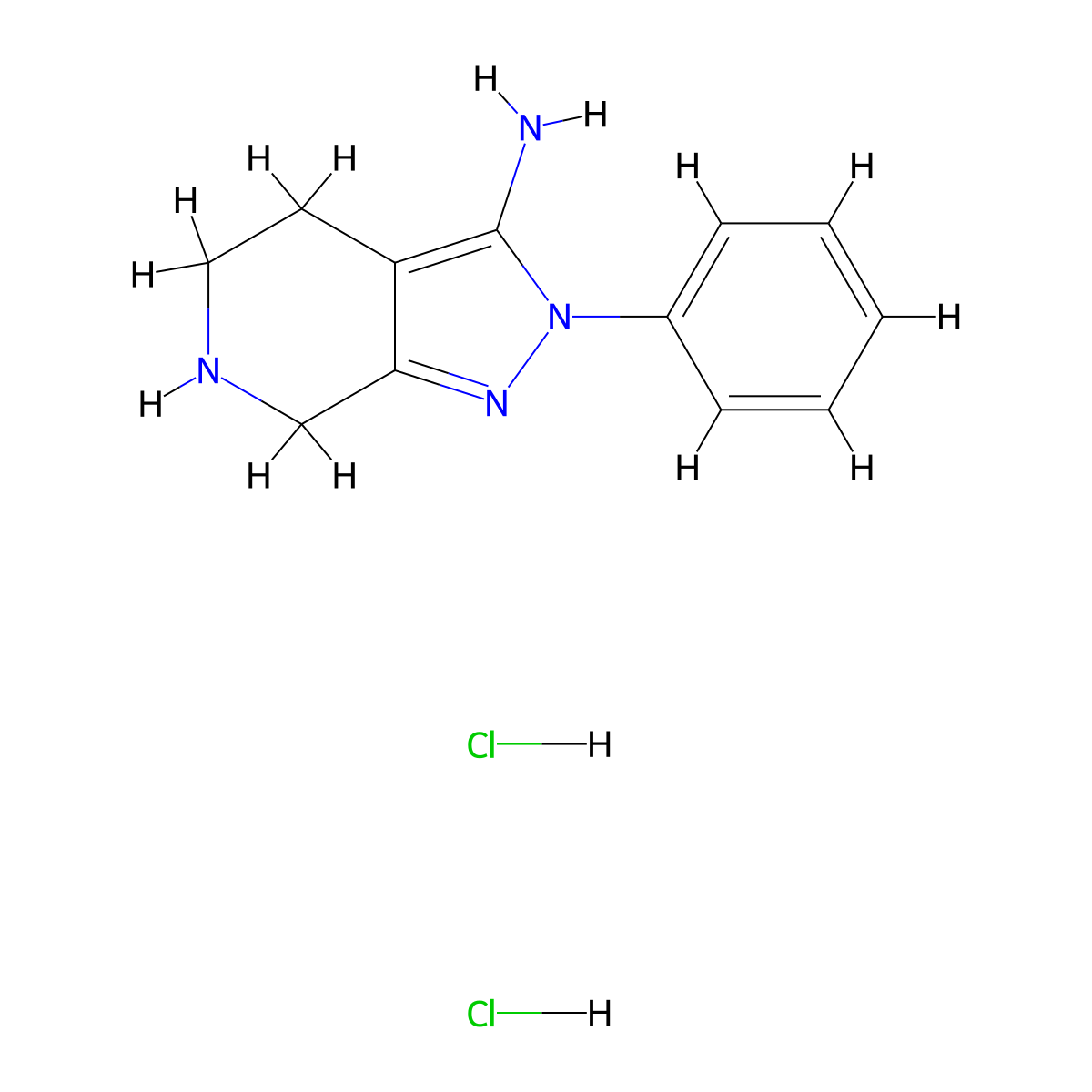 2-phenyl-4,5,6,7-tetrahydro-2H-pyrazolo[3,4-c]pyridin-3-amine dihydrochloride molecular structure, CAS 1820604-35-0