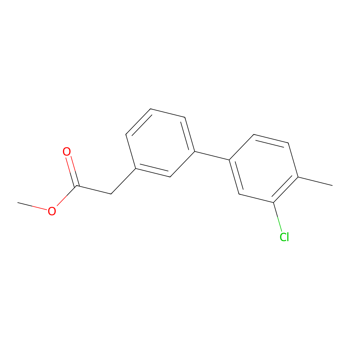 Methyl 2-[3-(3-chloro-4-methylphenyl)phenyl]acetate molecular structure, CAS 1820604-40-7