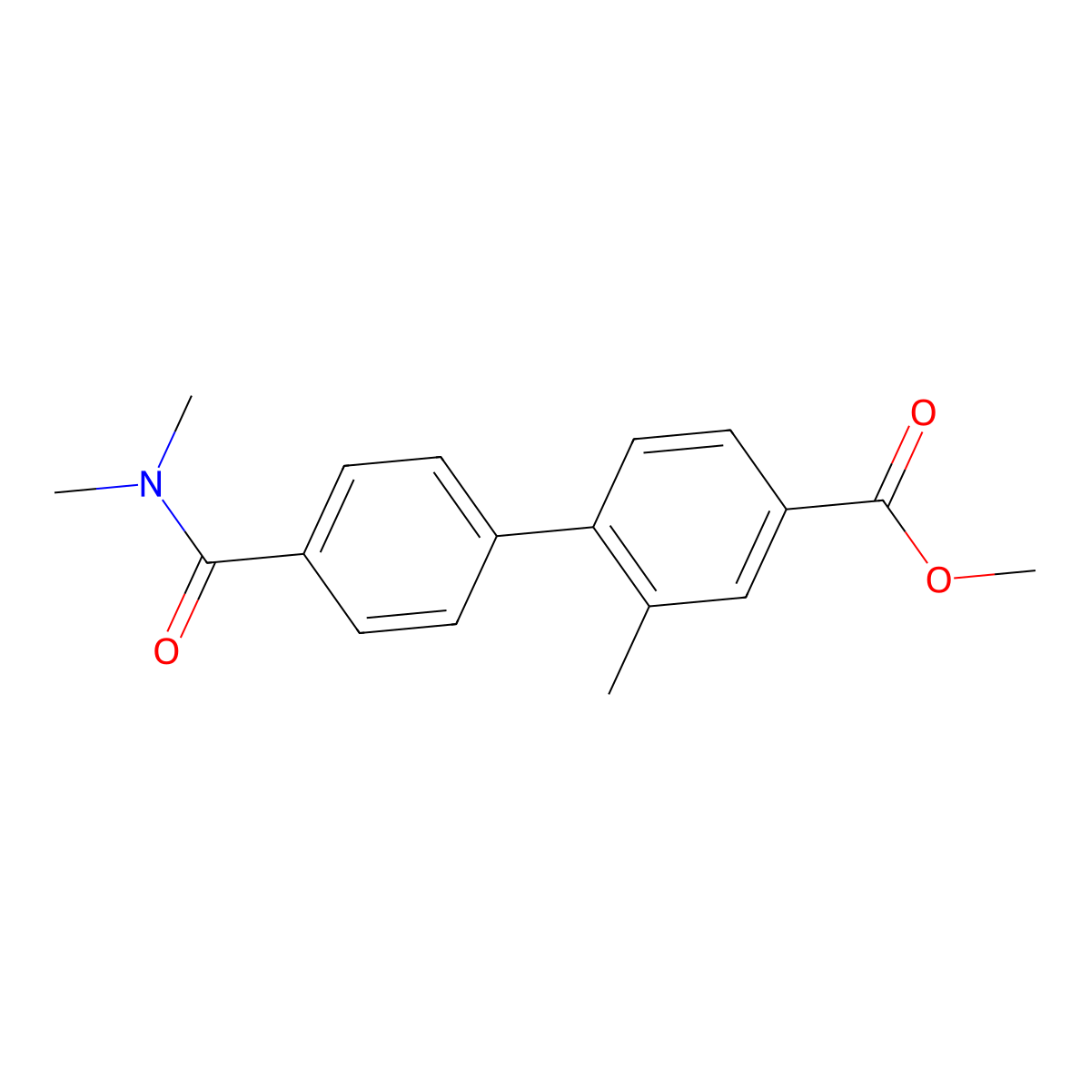 Methyl 4-[4-(dimethylcarbamoyl)phenyl]-3-methylbenzoate molecular structure, CAS 1820604-50-9