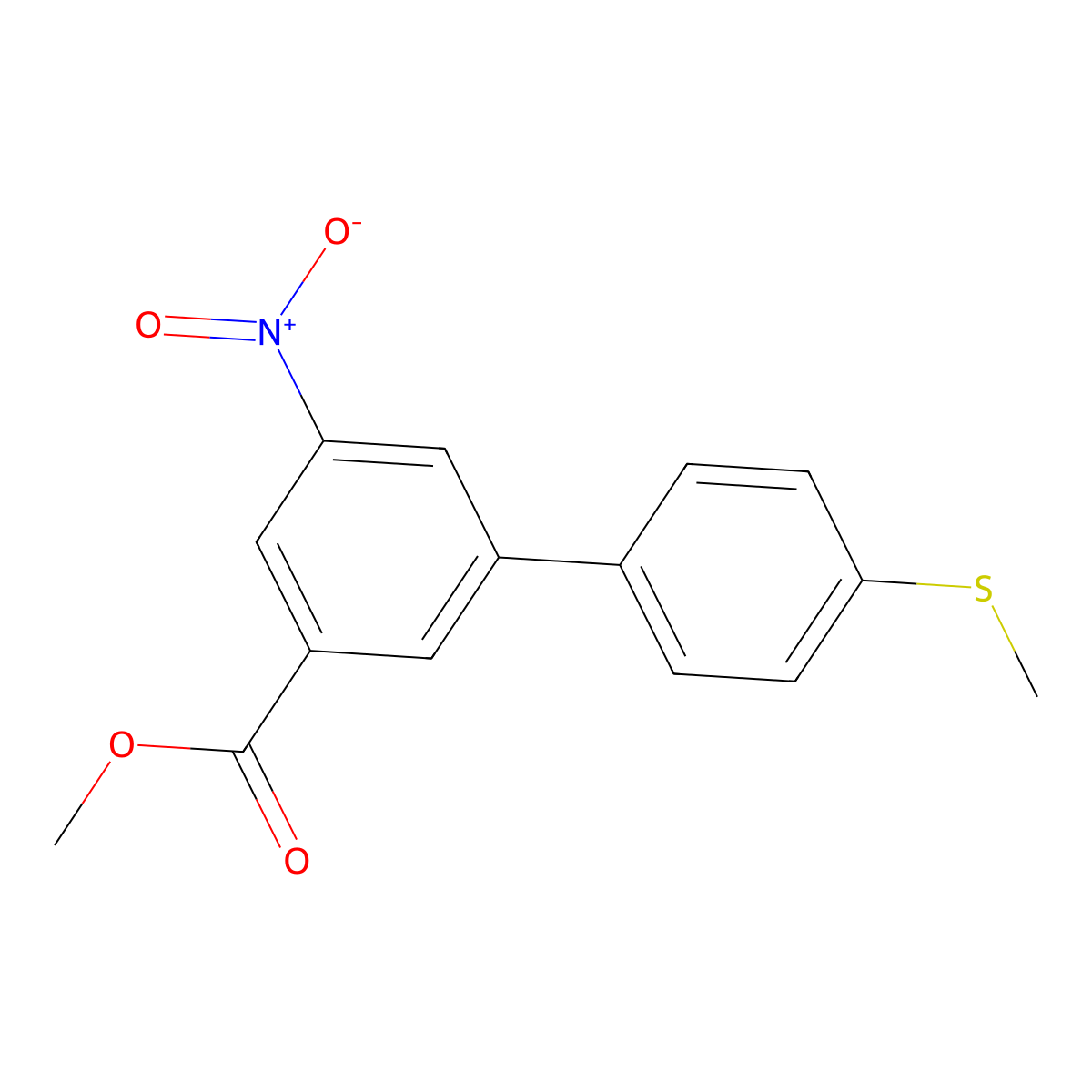 Methyl 3-[4-(methylsulfanyl)phenyl]-5-nitrobenzoate molecular structure, CAS 1820604-58-7