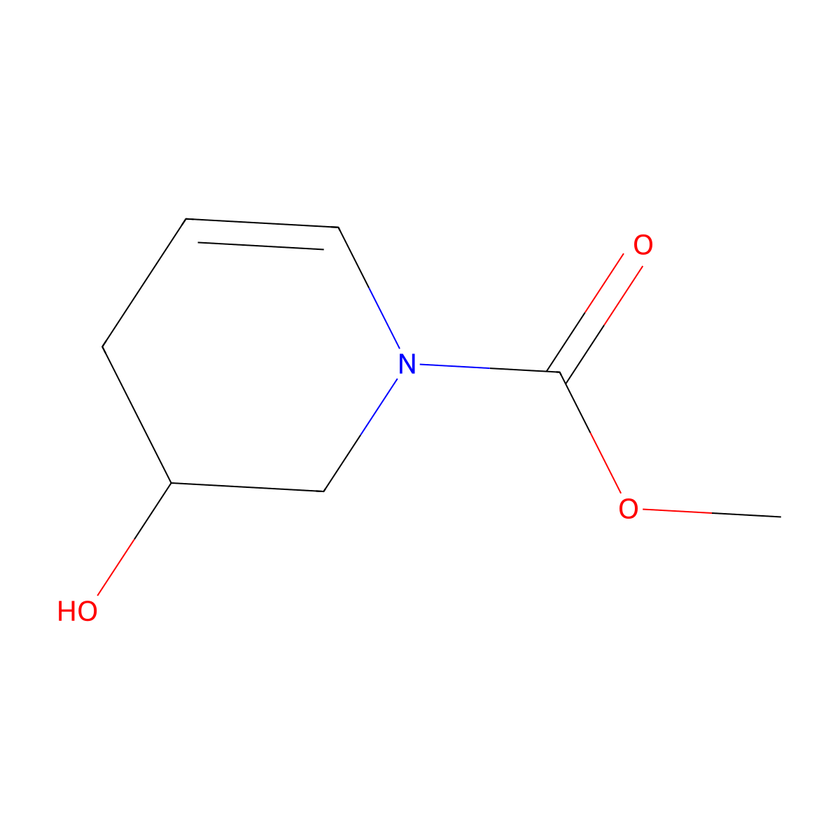 Methyl 3-hydroxy-1,2,3,4-tetrahydropyridine-1-carboxylate molecular structure, CAS 1820605-22-8