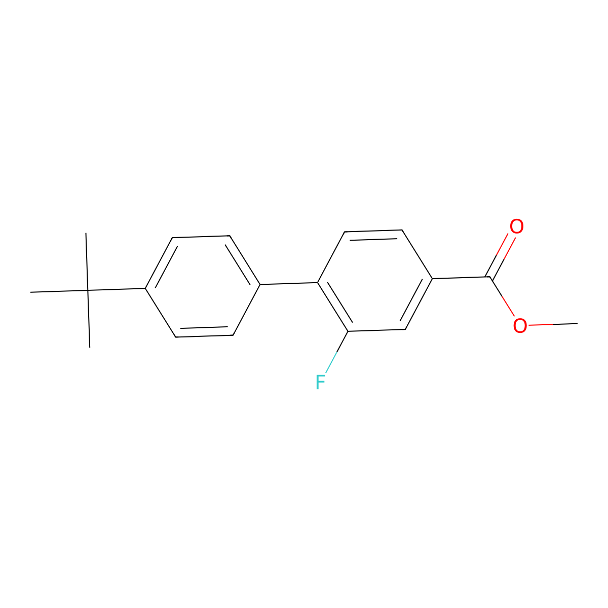 Methyl 4-(4-tert-butylphenyl)-3-fluorobenzoate molecular structure, CAS 1820605-23-9