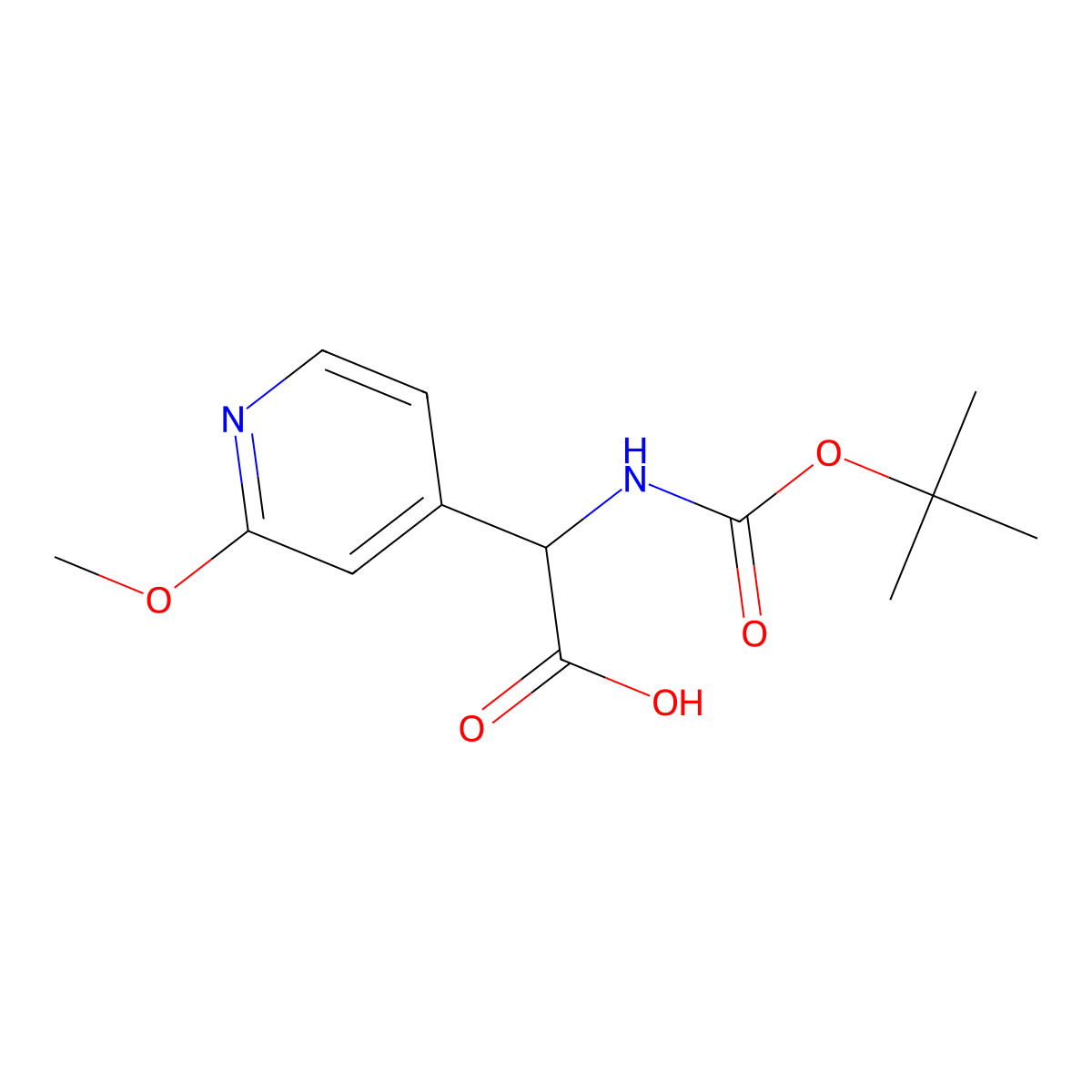 (N-BOC-Amino)(2-methoxypyridin-4-yl)acetic acid molecular structure, CAS 1820606-90-3