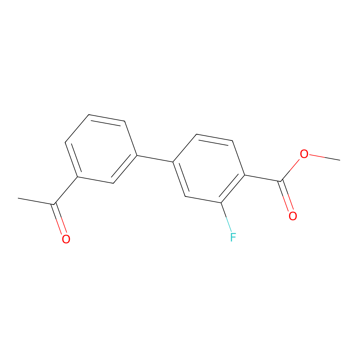 Methyl 4-(3-acetylphenyl)-2-fluorobenzoate molecular structure, CAS 1820606-92-5