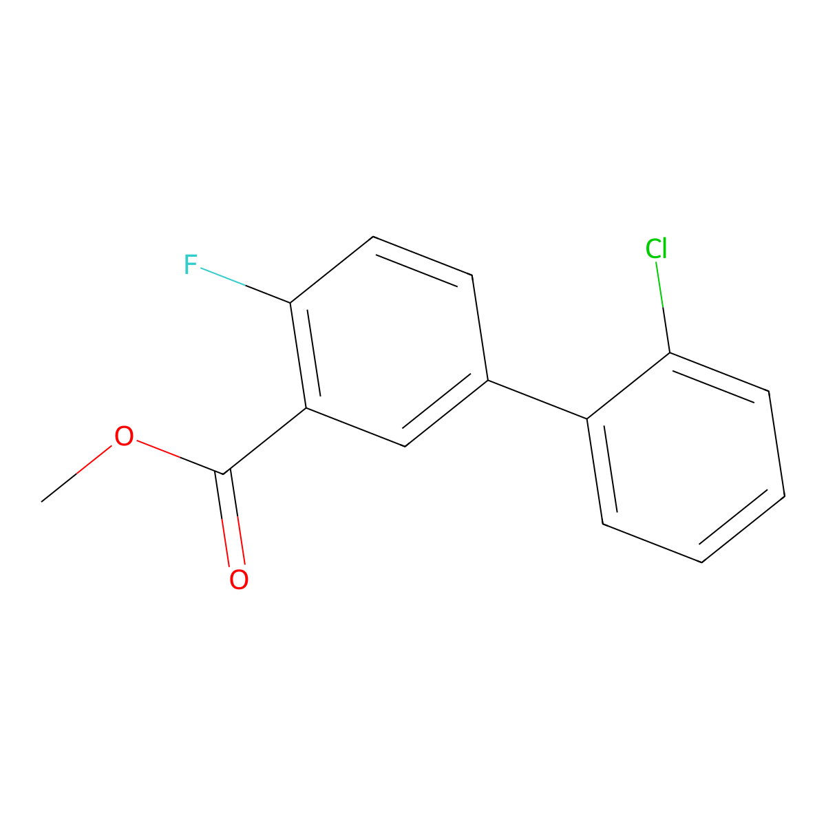 Methyl 5-(2-chlorophenyl)-2-fluorobenzoate molecular structure, CAS 1820607-05-3