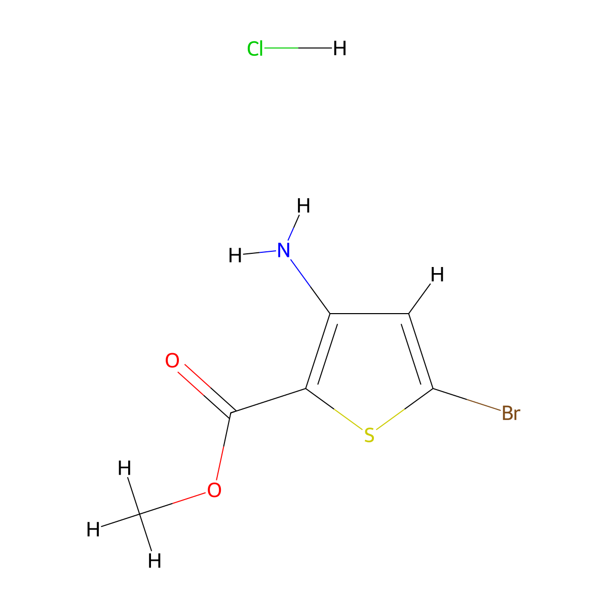 3-Amino-5-bromo-thiophene-2-carboxylic acid methyl ester hydrochloride molecular structure, CAS 1820607-06-4