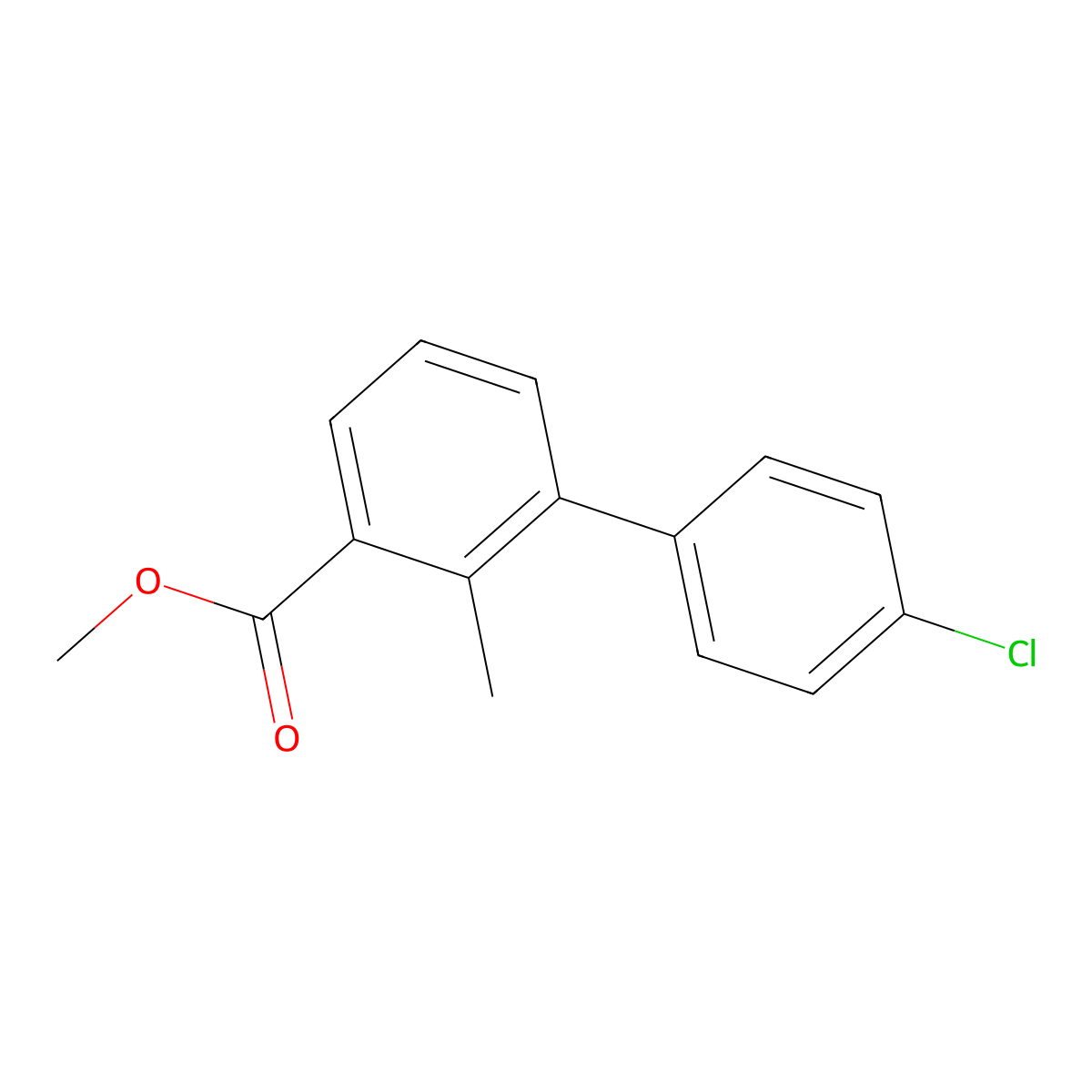 Methyl 3-(4-chlorophenyl)-2-methylbenzoate molecular structure, CAS 1820607-07-5