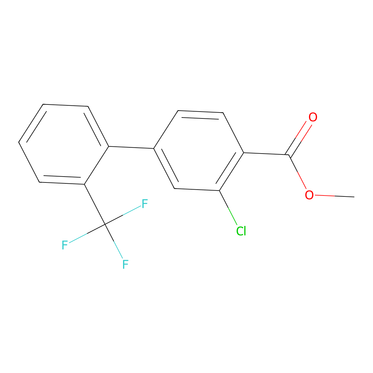 Methyl 2-chloro-4-[2-(trifluoromethyl)phenyl]benzoate molecular structure, CAS 1820607-35-9
