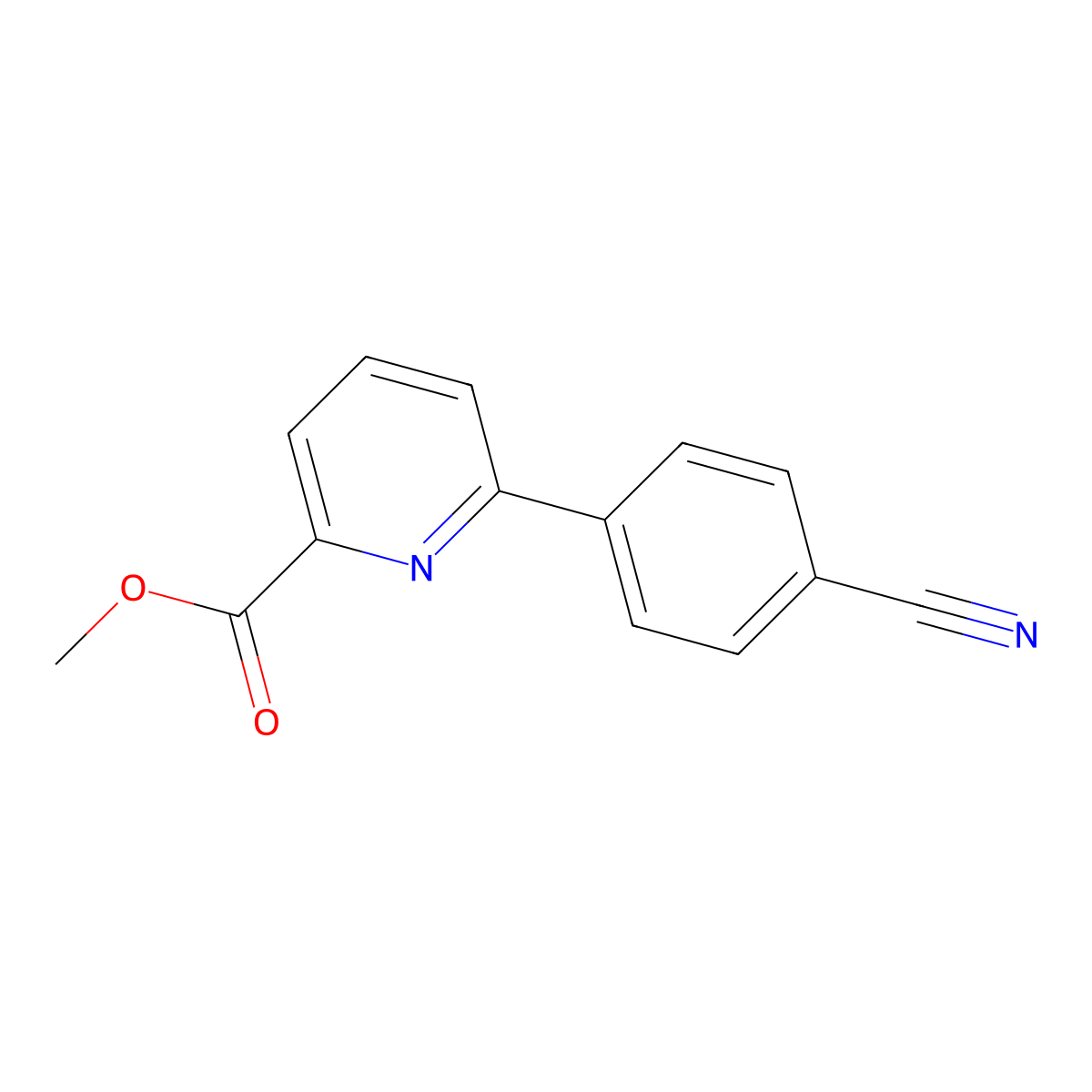 Methyl 6-(4-cyanophenyl)pyridine-2-carboxylate molecular structure, CAS 1820607-47-3
